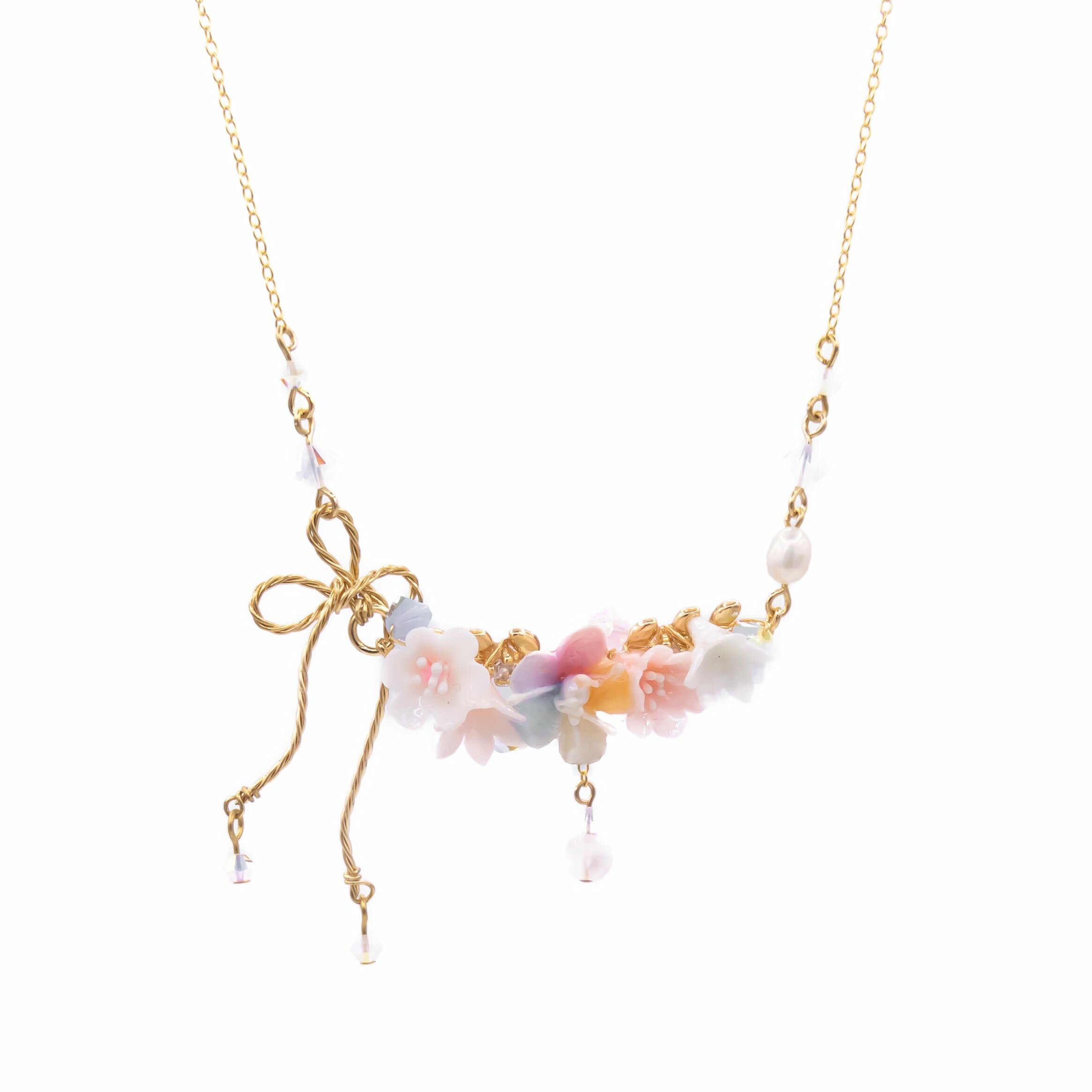 Snowy Aurora Bouquet 14K Gold-plated 925 Silver Necklace