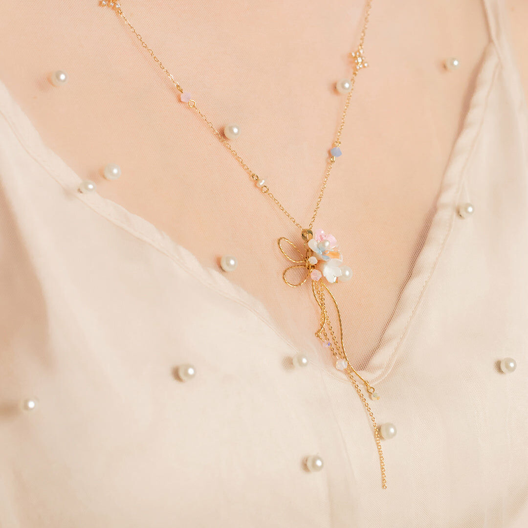 Strawberry Morganite 14K Gold-plated 925 Silver Long Necklace