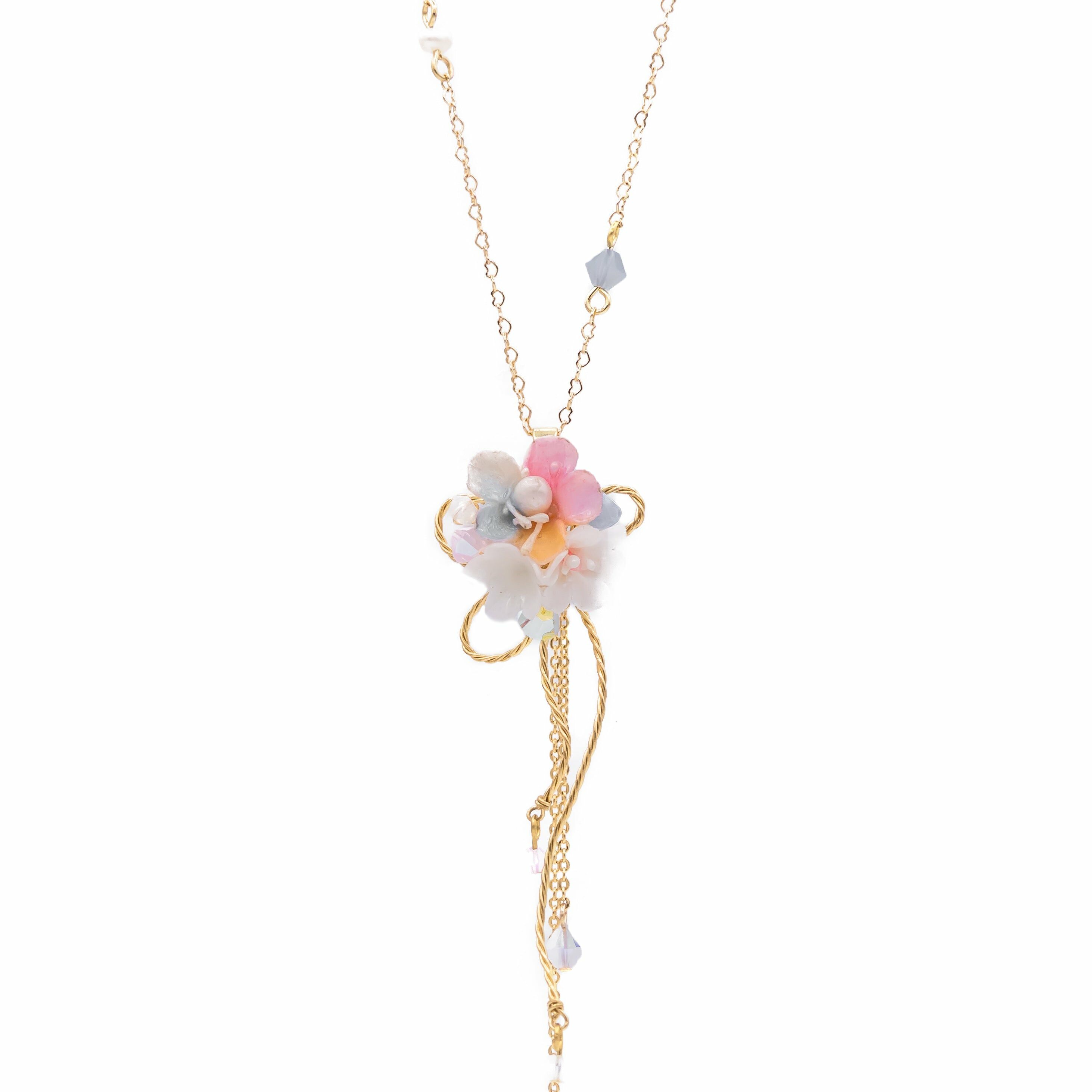 Strawberry Morganite 14K Gold-plated 925 Silver Long Necklace