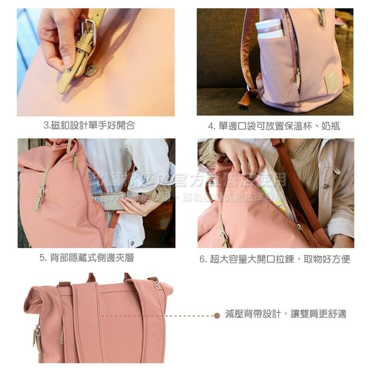 德國媽媽包No.1品牌，LASSIG讓媽媽包不只是媽媽包，兼具時尚與功能性，捲式L型大開口，側邊長拉鍊方便取物，大容量多隔層，環保防潑水材質，網紅媽咪