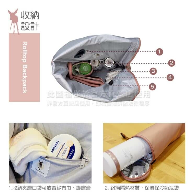 德國媽媽包No.1品牌，LASSIG讓媽媽包不只是媽媽包，兼具時尚與功能性，捲式L型大開口，側邊長拉鍊方便取物，大容量多隔層，環保防潑水材質，網紅媽咪