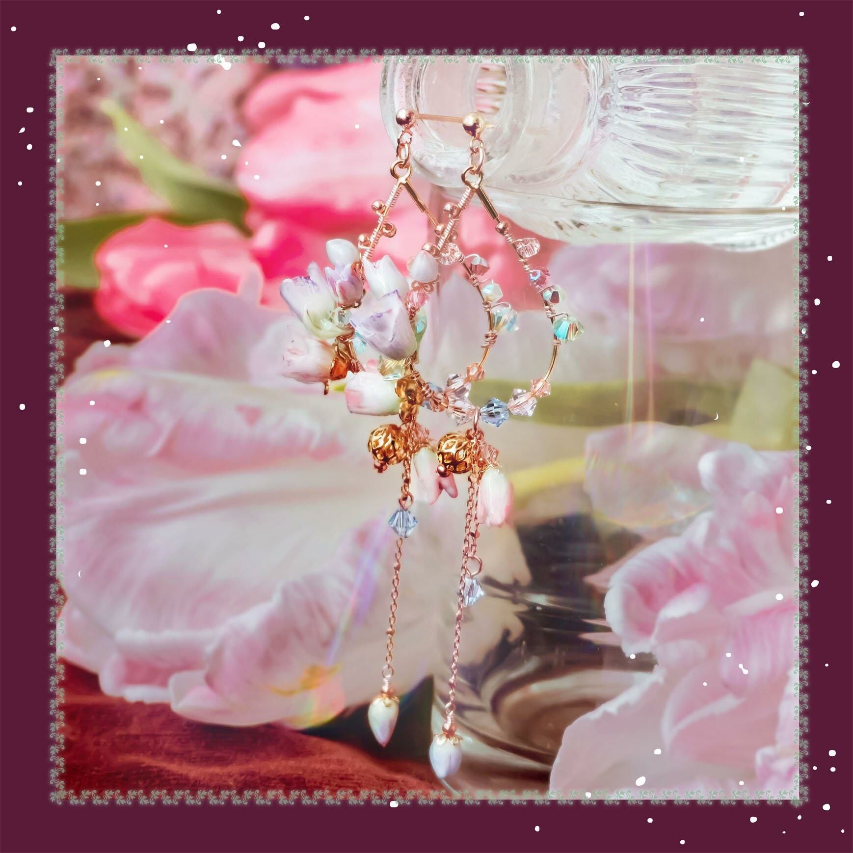 #2 ZODIAC Pisces Tulip Rose-gold Plated 925 Silver Hoop Earrings