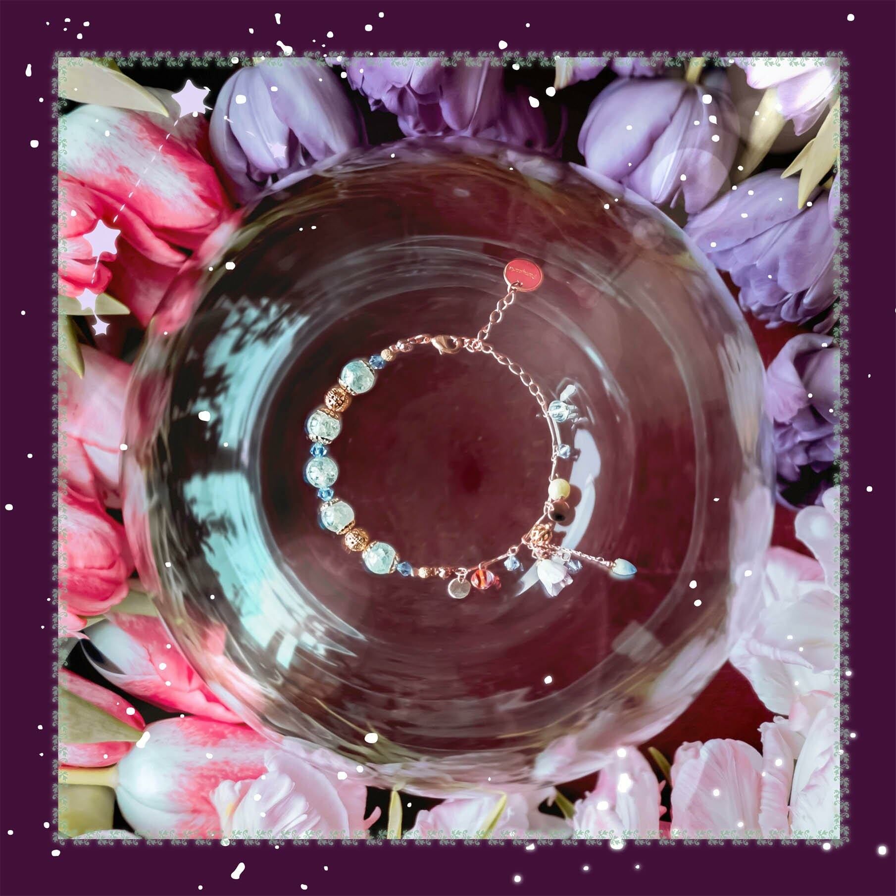 #2 ZODIAC Pisces’s Breath Tulip Rose-gold Plated 925 Silver Charm Bracelet