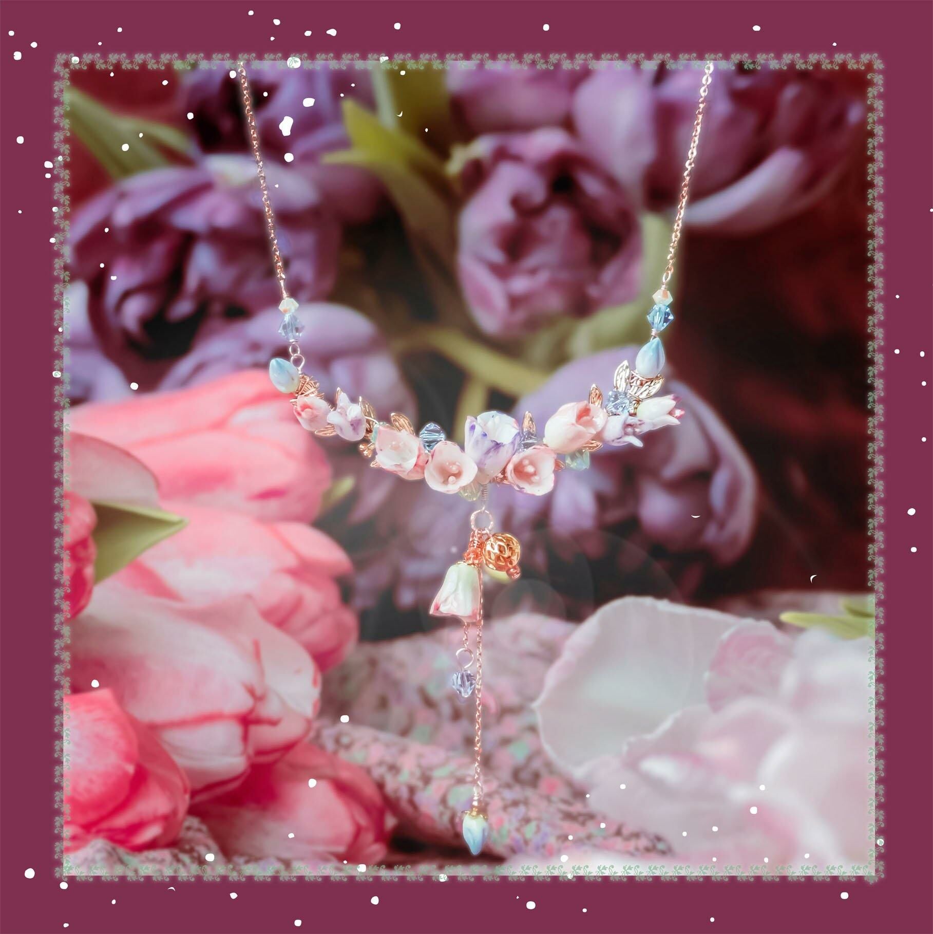 #2 ZODIAC Pisces Tulip Rose-gold Plated 925 Silver Necklace