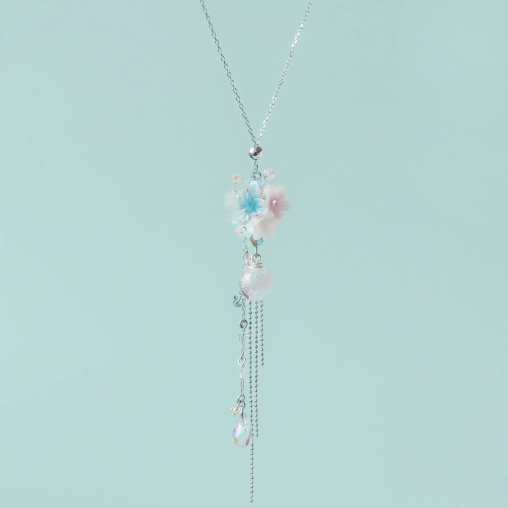 #3 ZODIAC Aries Sakura & Wind Chime 925 Silver Necklace