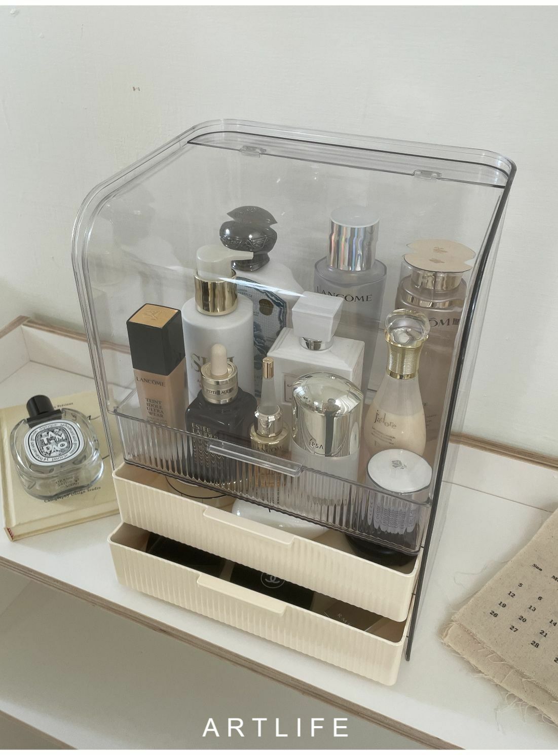 奶油系 化妝品收納盒