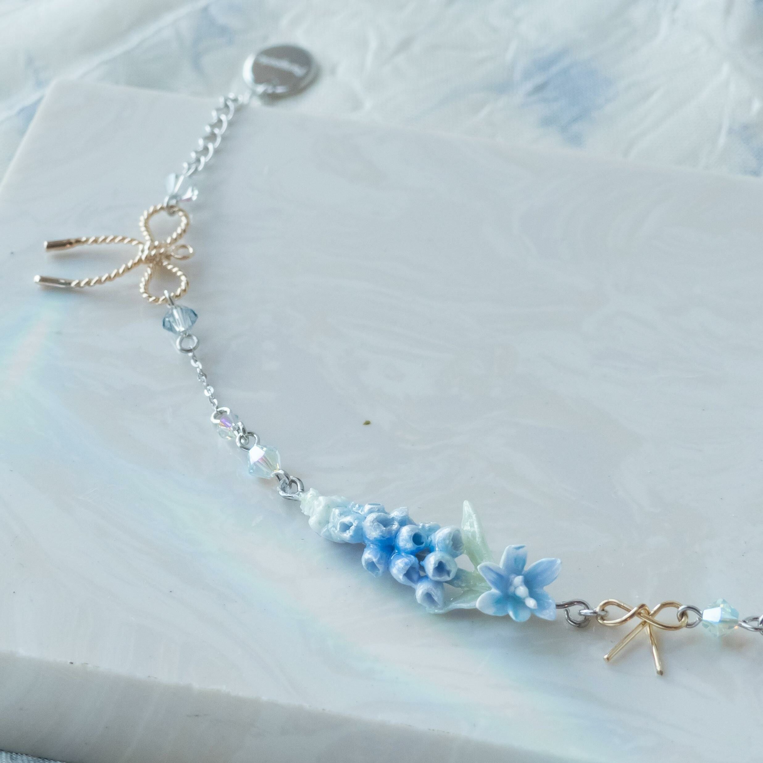 #6 ZODIAC Cancer Heavenly Blue Muscari 925 Silver Bracelet