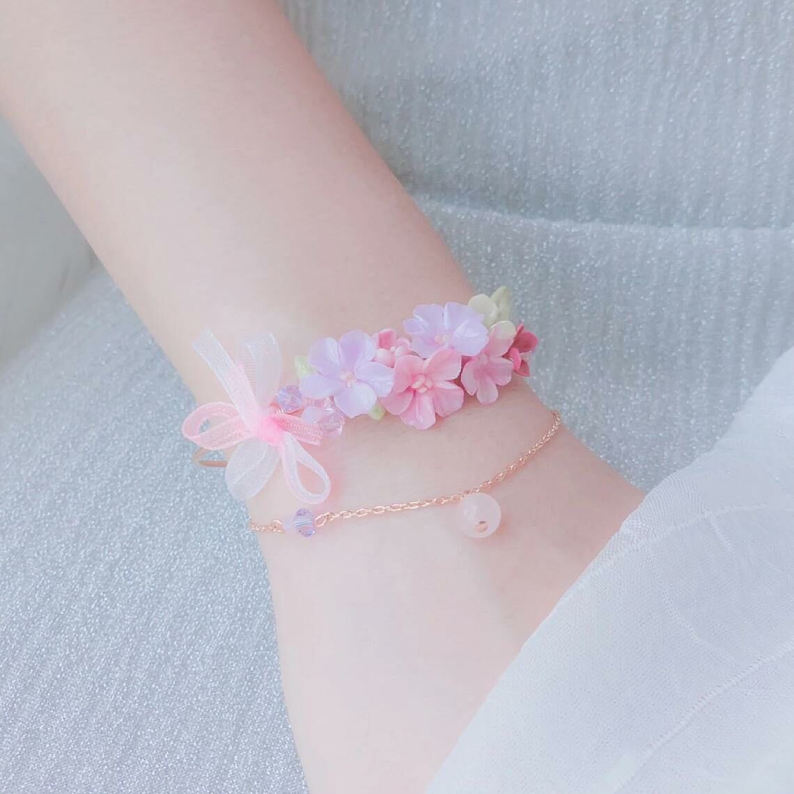 #8 ZODIAC Virgo Violet Aroma Ribbon Rosegold-plated Bouquet Bangle