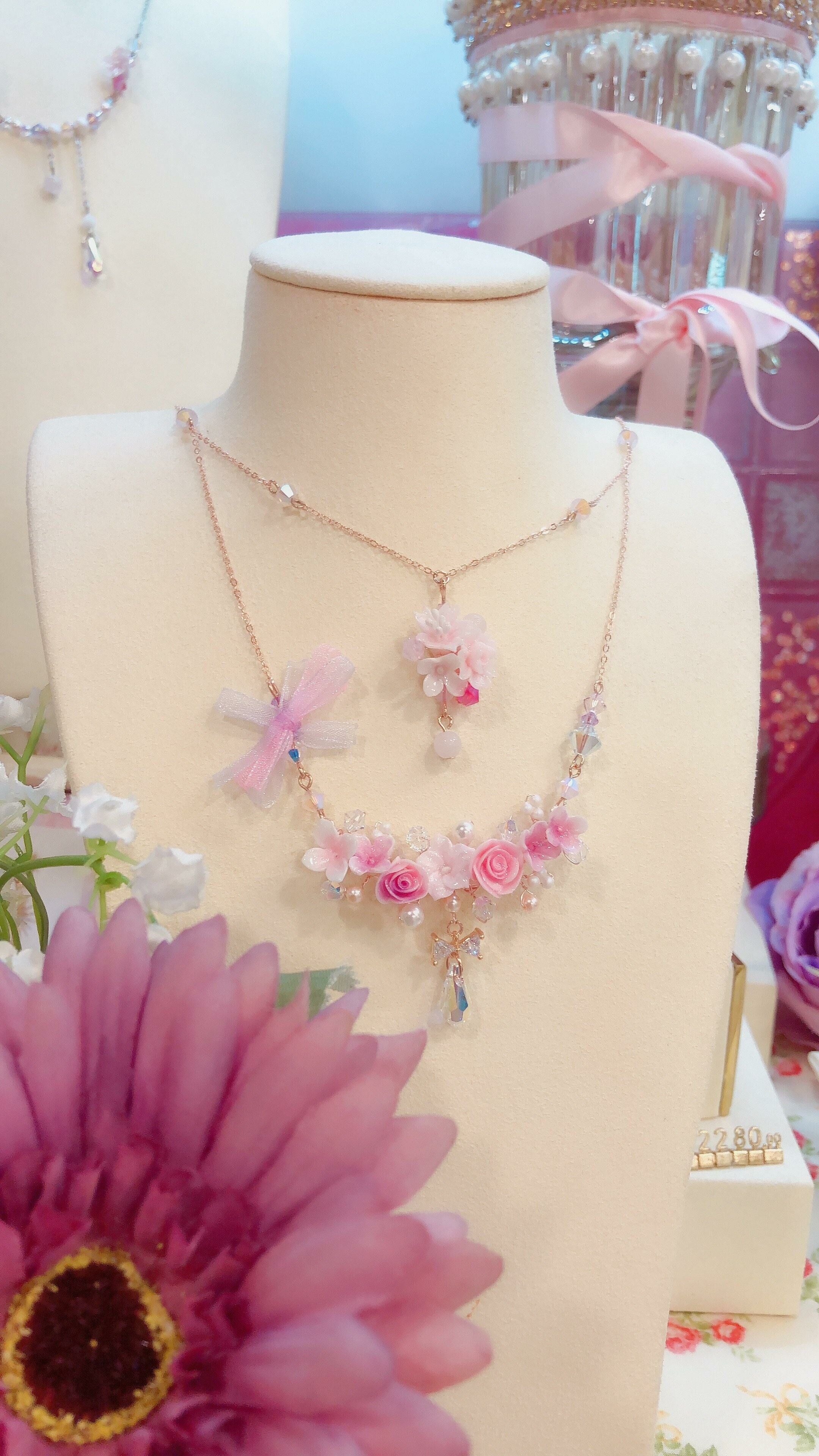 Double Layer Pink Violet Necklace