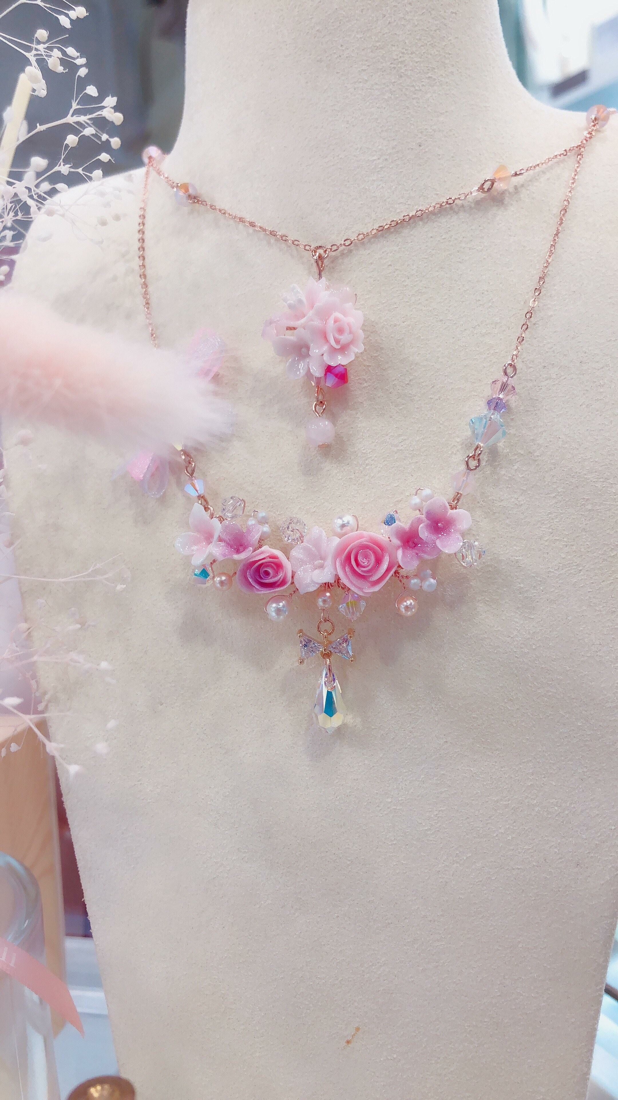Double Layer Pink Violet Necklace