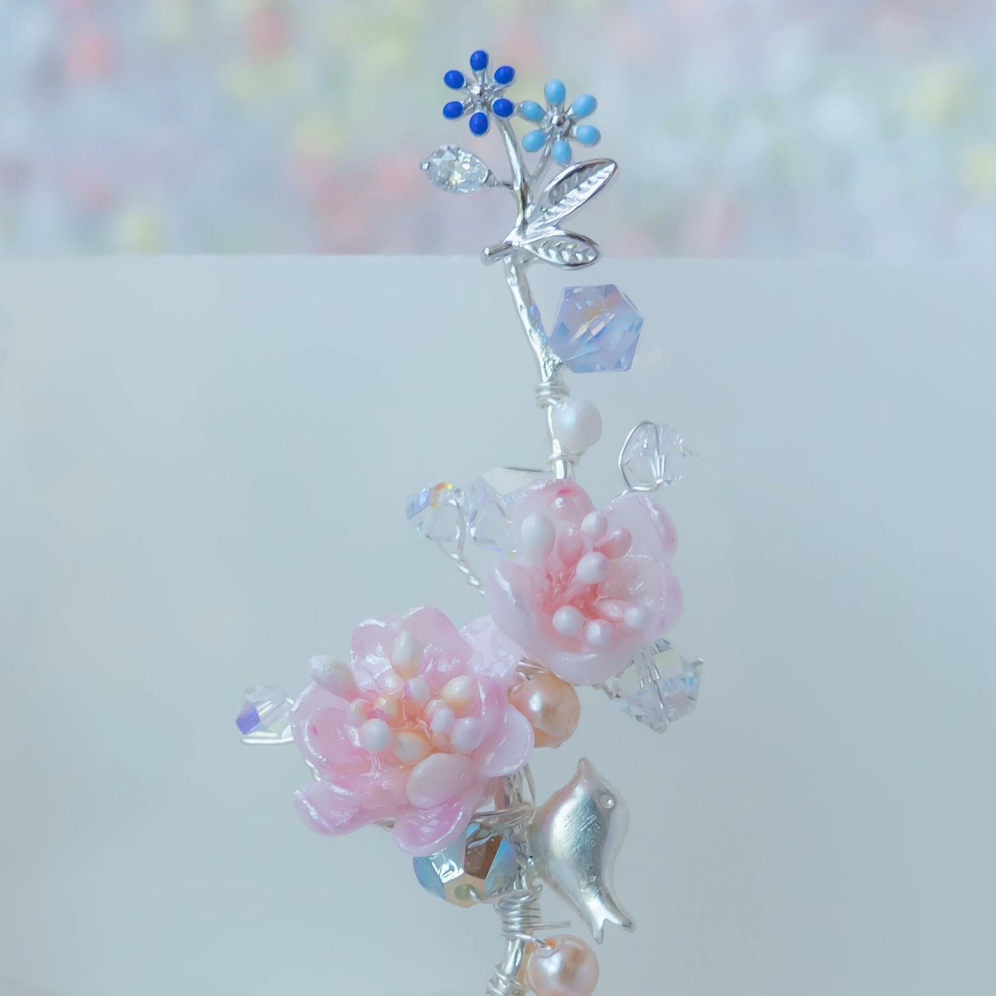 #9 ZODIAC Libra Plum Blossom 925 Silver Bouquet Earrings