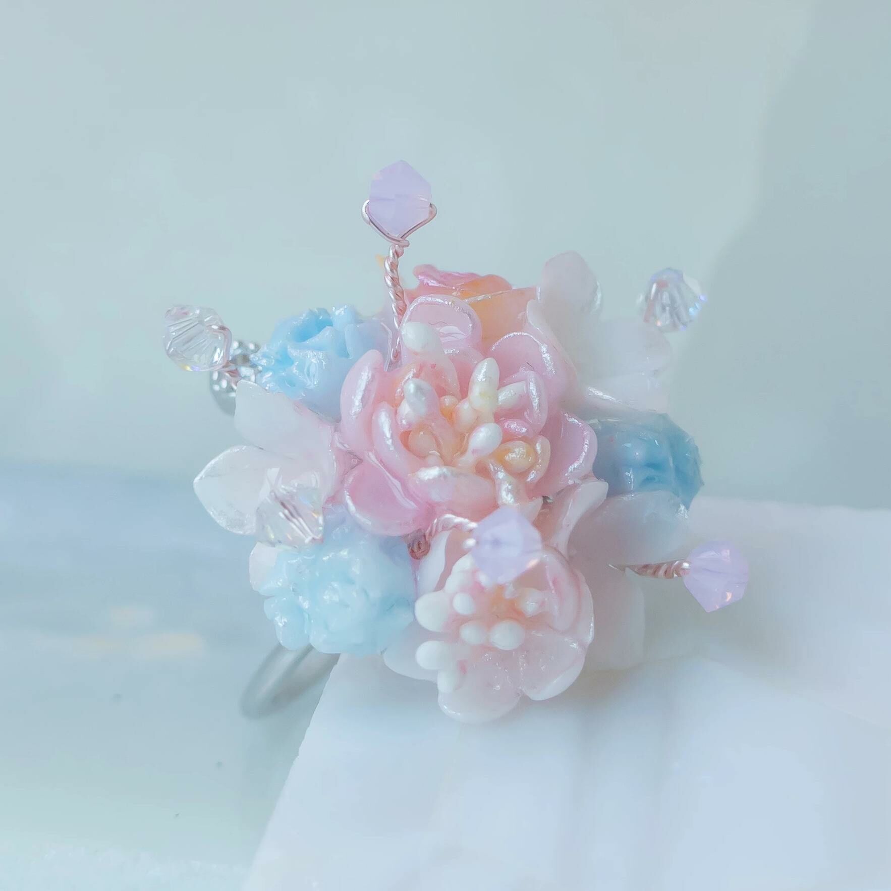 #9 ZODIAC Libra Plum Blossom Silver-plated Bouquet Ring