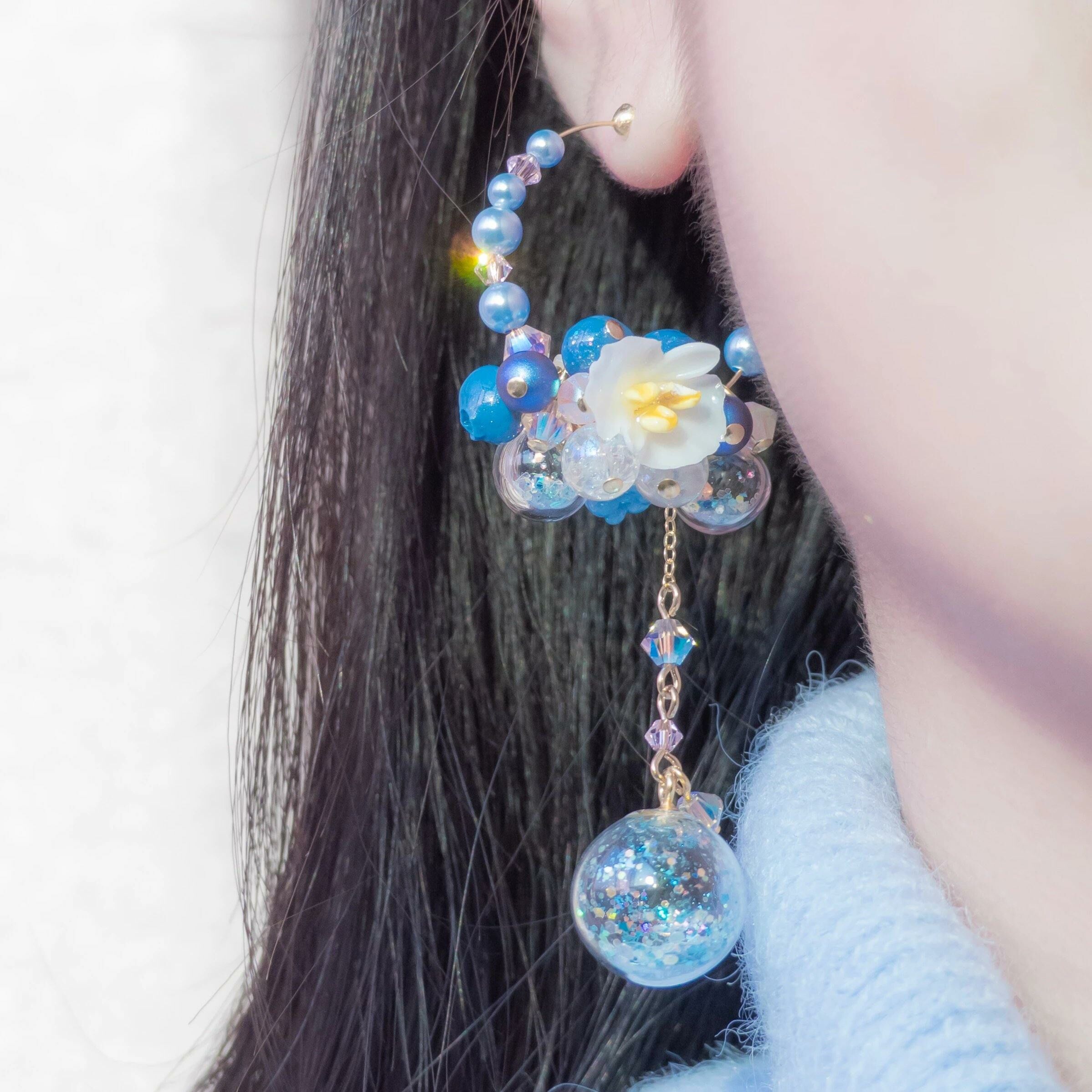 #10 ZODIAC Scorpio Begonia POMPOM Asymmetrical Earrings