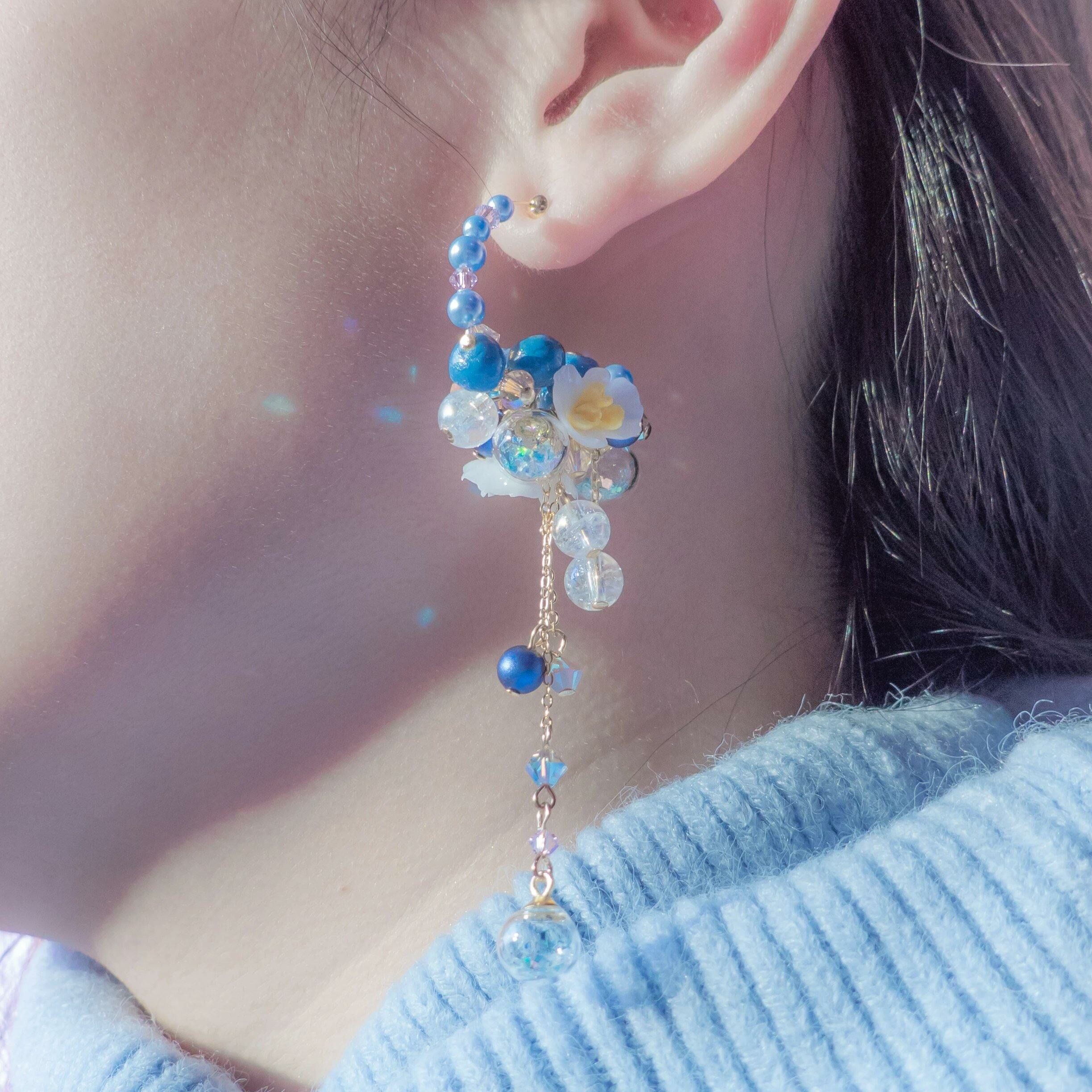 #10 ZODIAC Scorpio Begonia POMPOM Asymmetrical Earrings