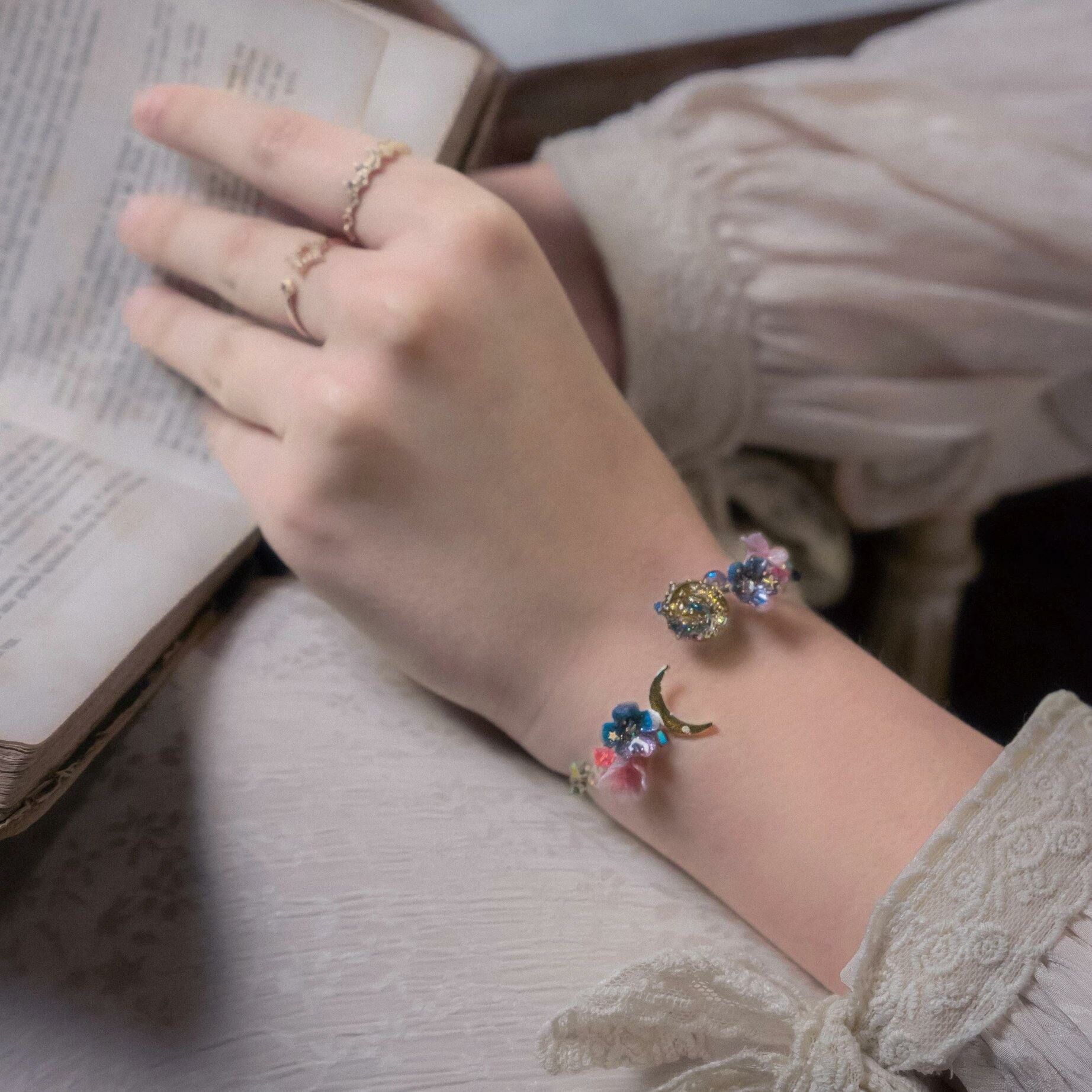 Crescent Floral 14K Gold-plated Bangle