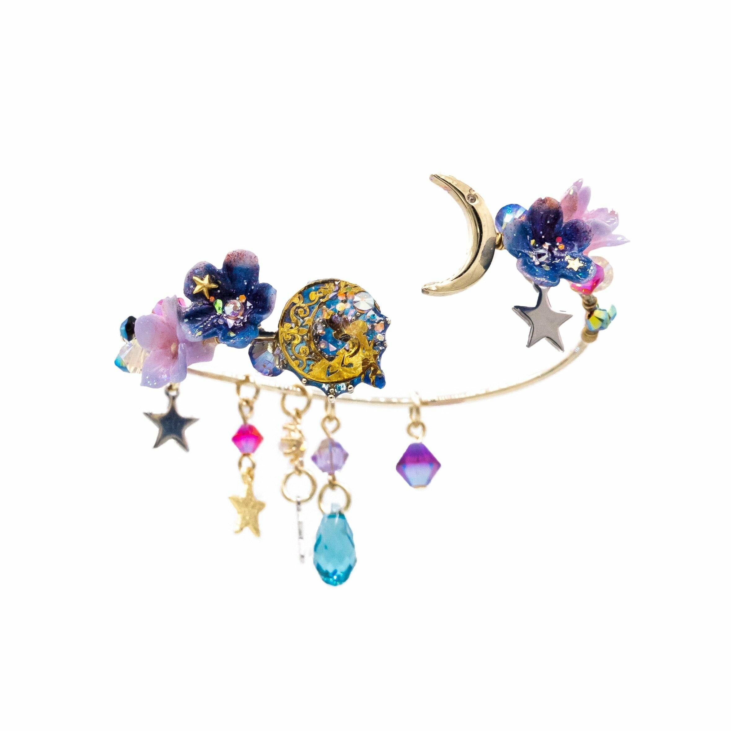 Crescent Floral 14K Gold-plated Bangle