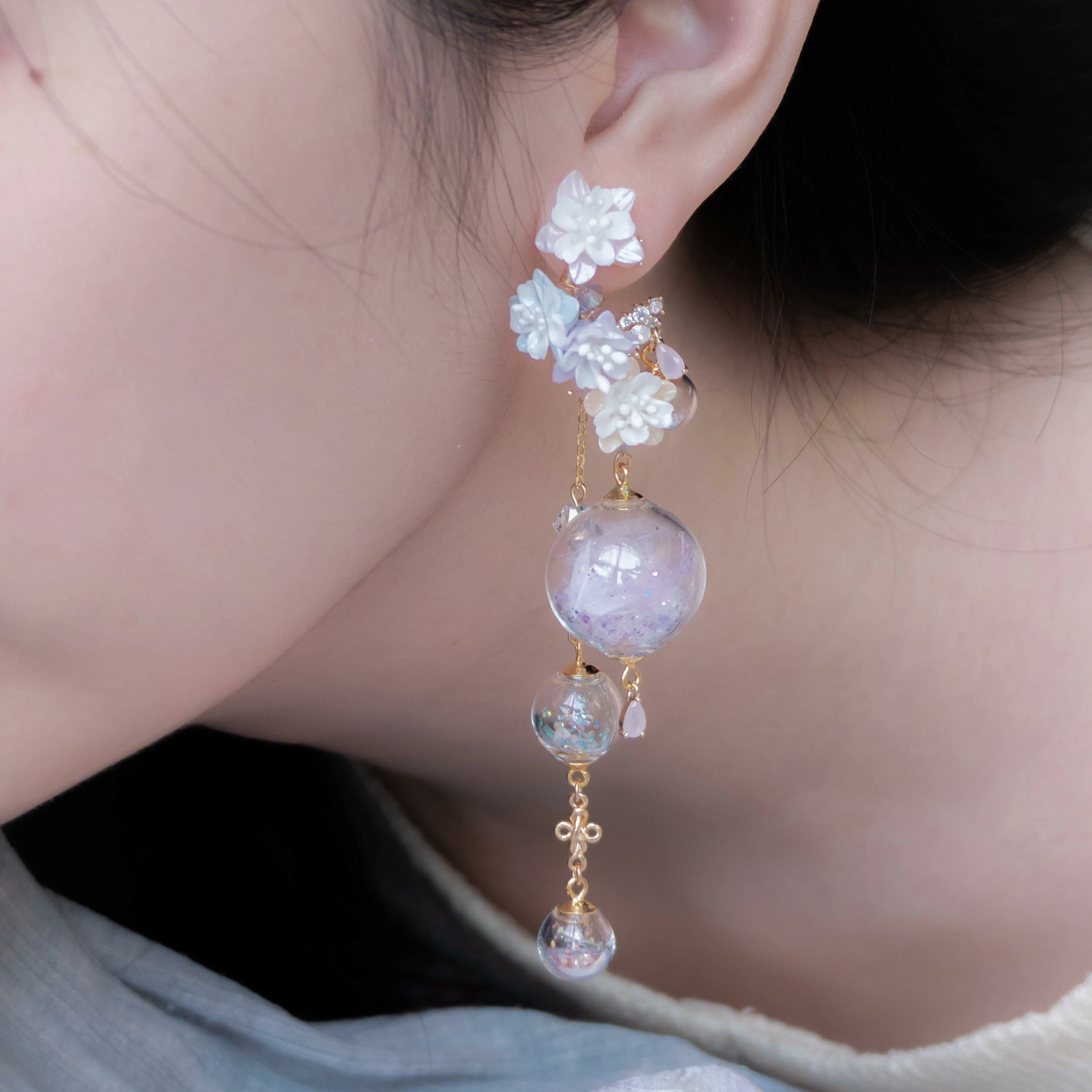 #13 ZODIAC 2-way Cygnus Swiftly Feather 14K Gold-plated 925 Silver C Shape Earrings ( With Detahable Dangle)