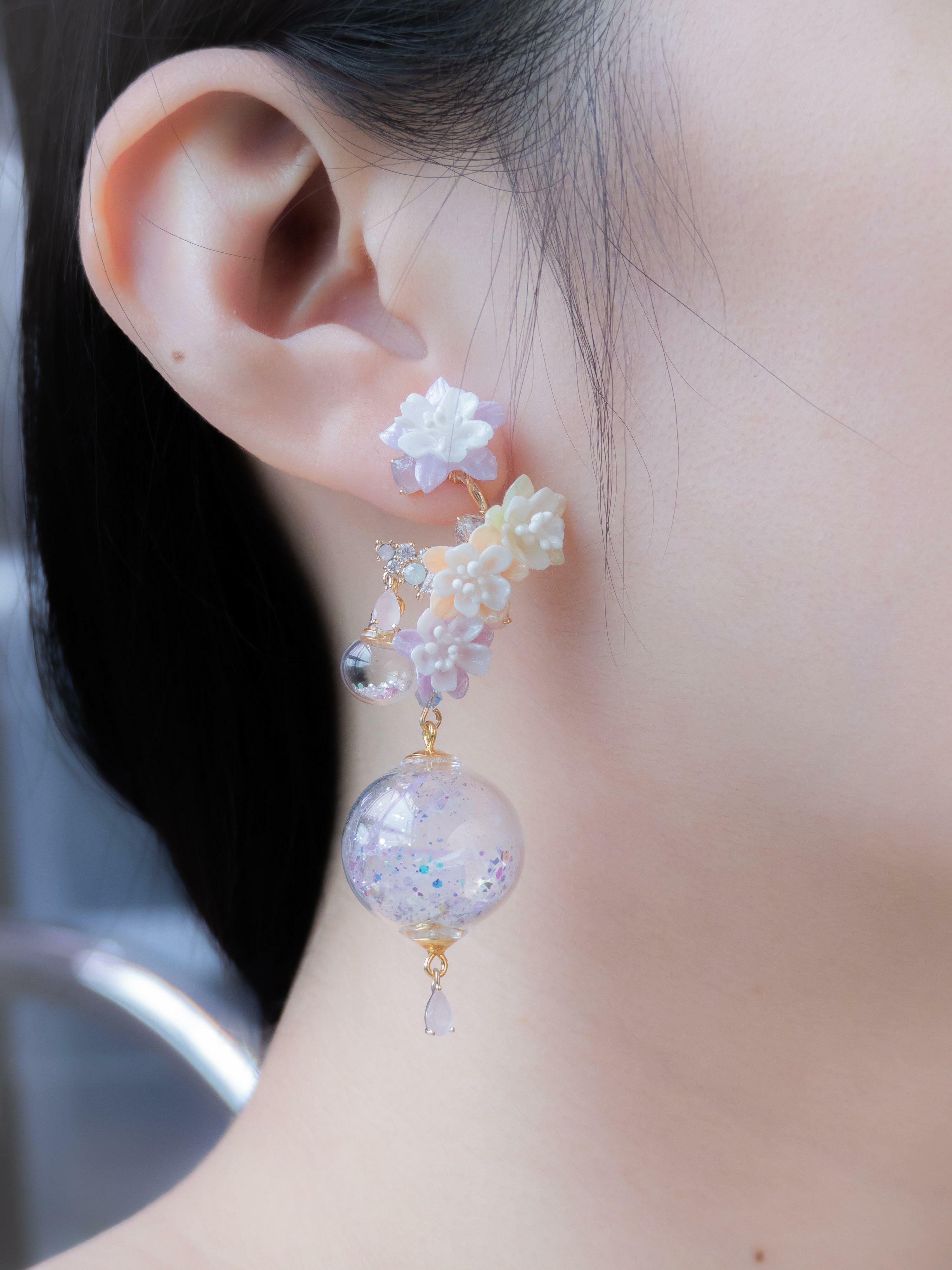 #13 ZODIAC 2-way Cygnus Swiftly Feather 14K Gold-plated 925 Silver C Shape Earrings ( With Detahable Dangle)