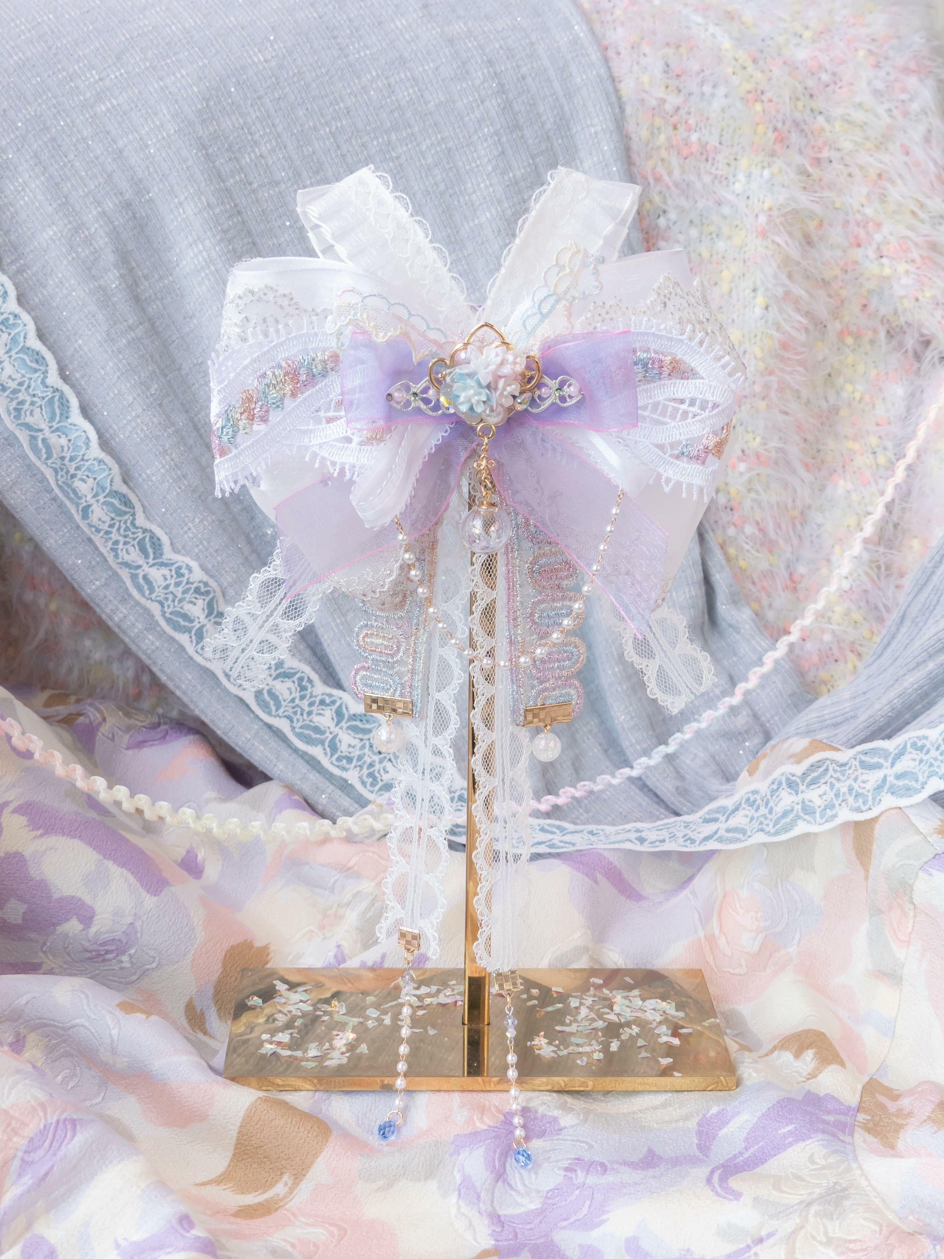 #13 ZODIAC Cygnus White Swan Ribbon Multi-usage Brooch/Hair Clip