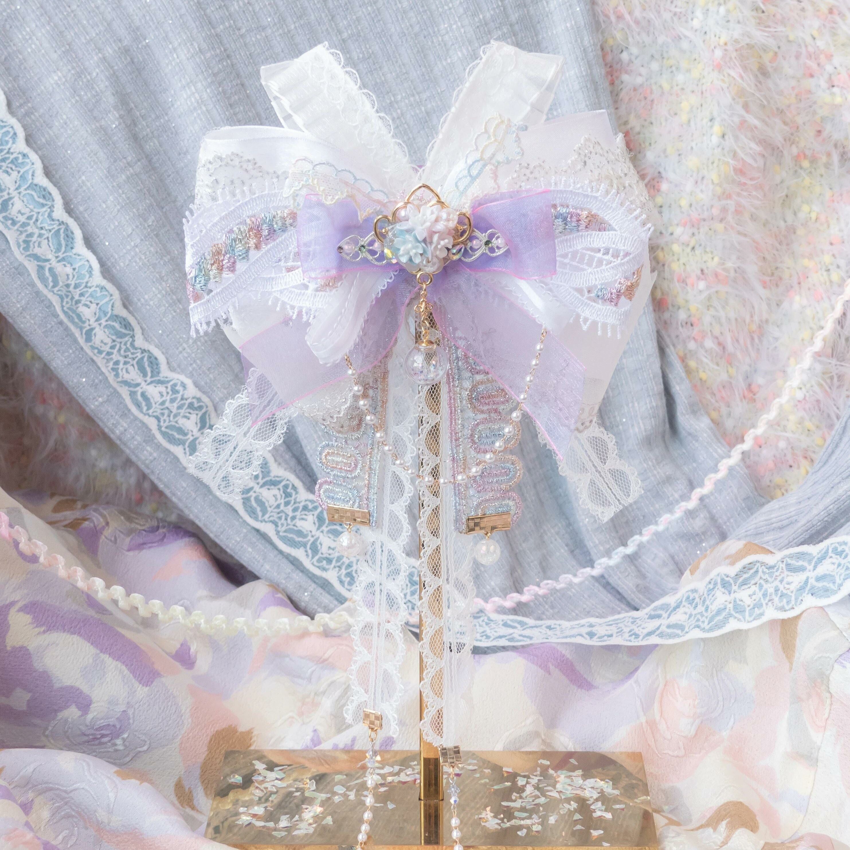 #13 ZODIAC Cygnus White Swan Ribbon Multi-usage Brooch/Hair Clip