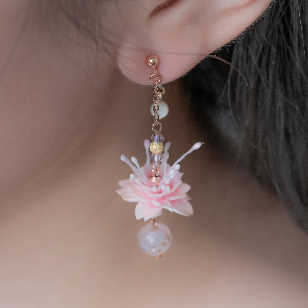 The Moment Yae Sakura Rose Gold-Plated 925 Silver Earrings