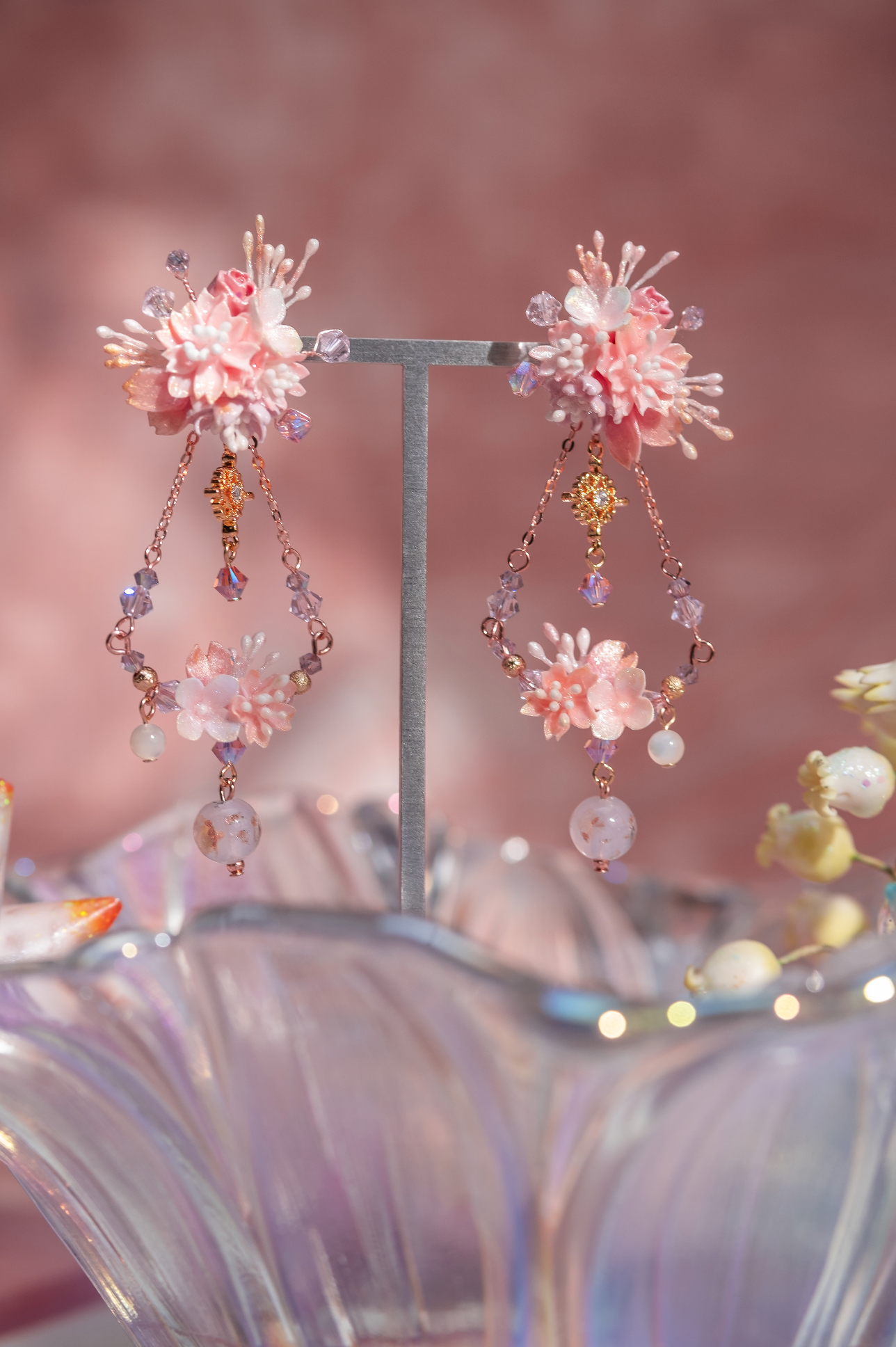 Metronome 2-Ways Rose Gold-plated S925 Swing Earrings