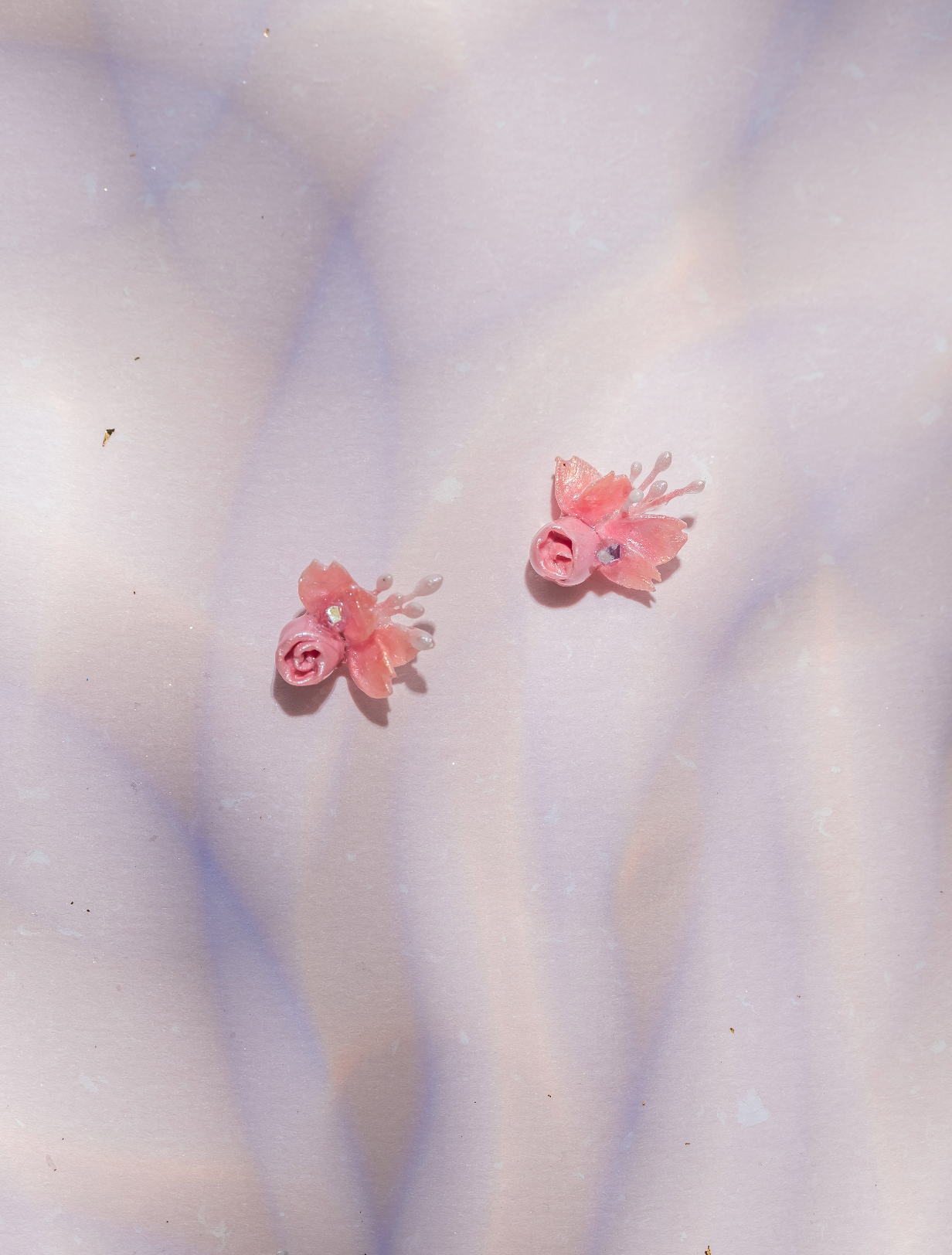 Dew on petal 2-ways Rose-gold plated S925 Earrings