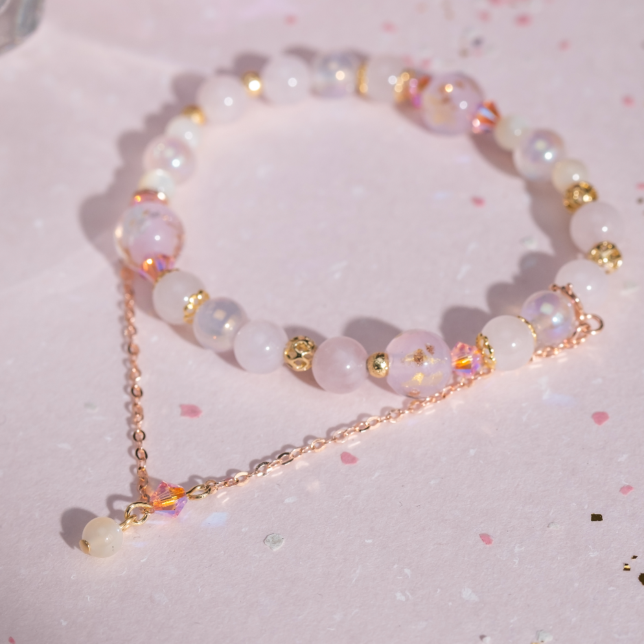 Sakura Stain Blossoms Agate Quartz Bracelet