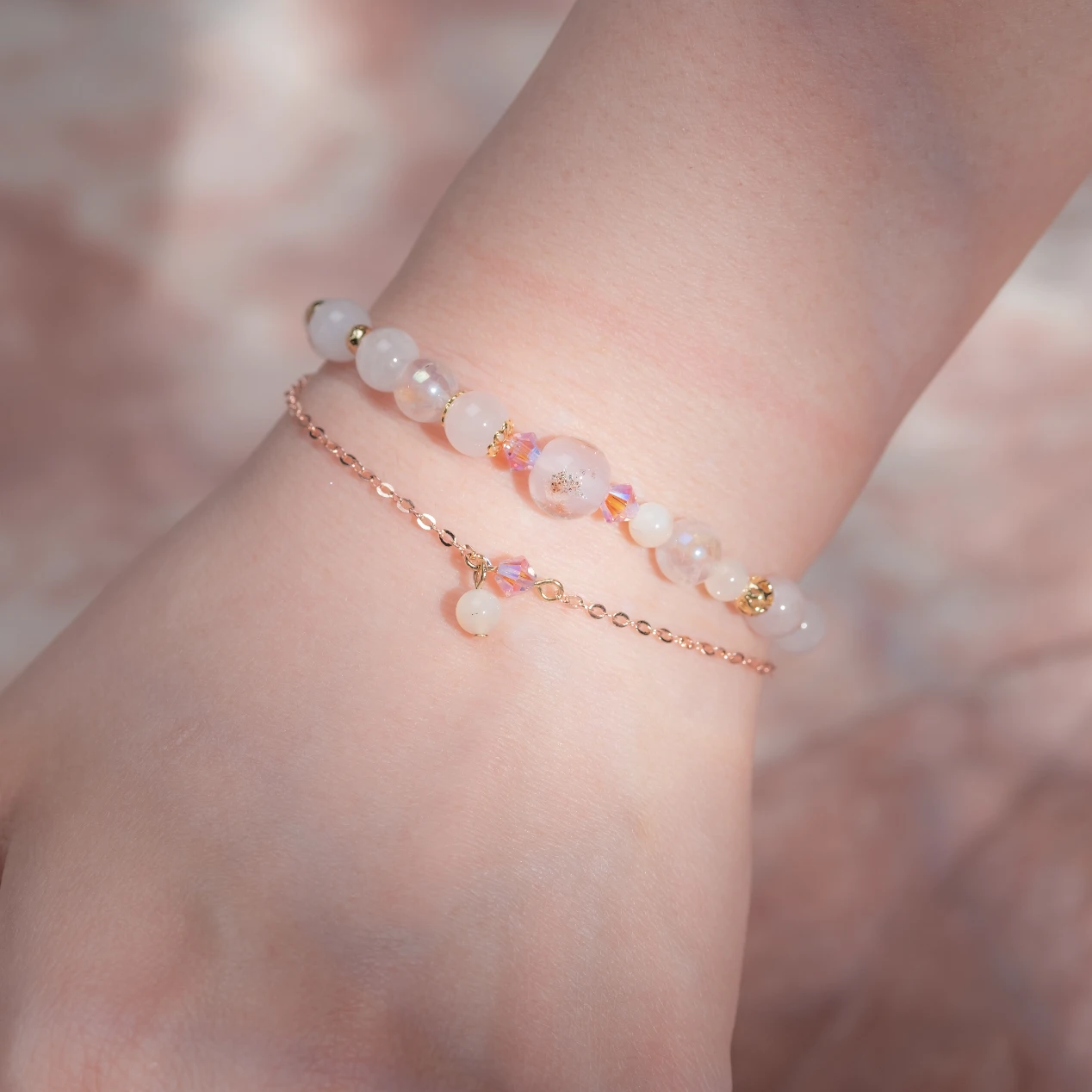 Sakura Stain Blossoms Agate Quartz Bracelet