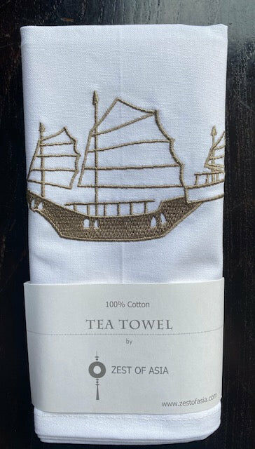 ZEST OF ASIA icon hong kong tea towel - golden junk