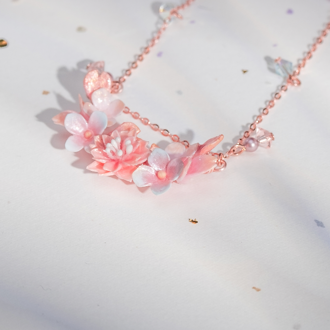 Floating Blossom 14K Gold-plated 925 Silver Necklace Set