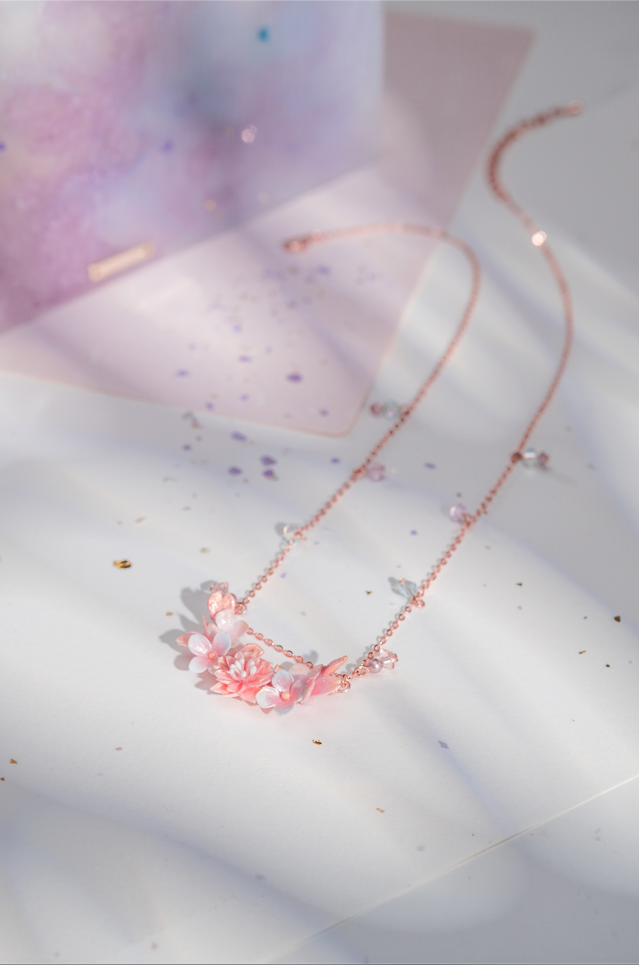 Floating Blossom 14K Gold-plated 925 Silver Necklace Set