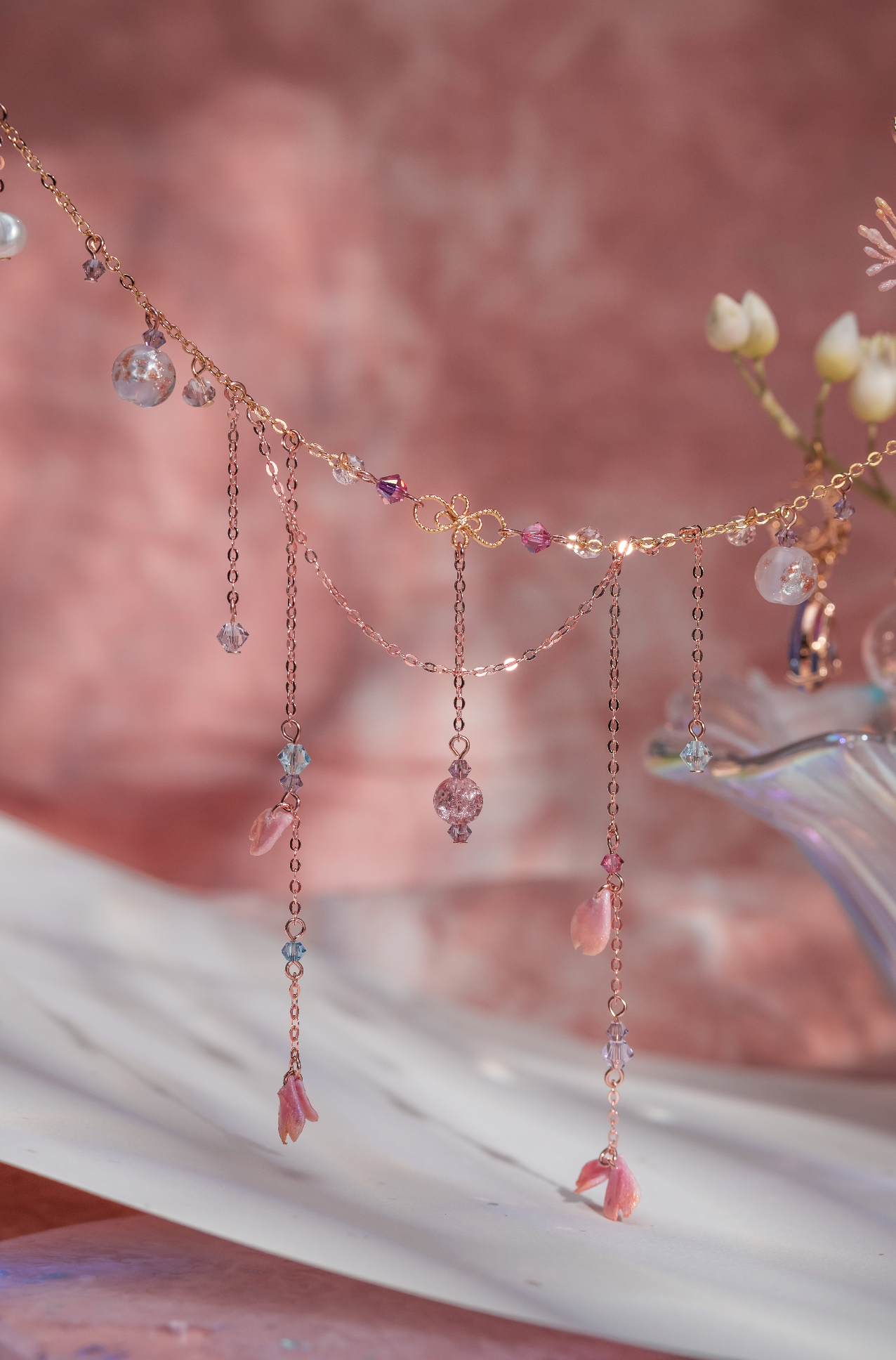 Sakura Shore Hair Comb with Detachable Chain