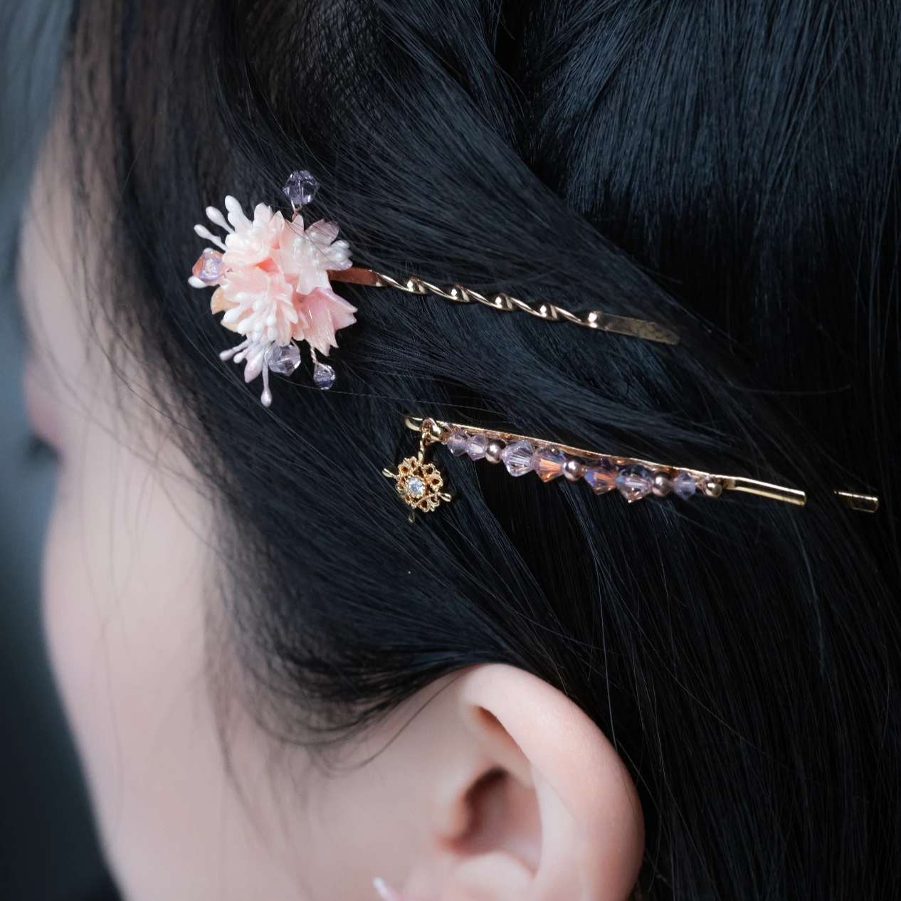 ikkonzòmè Sakura Gold-plated Hair Clip Set