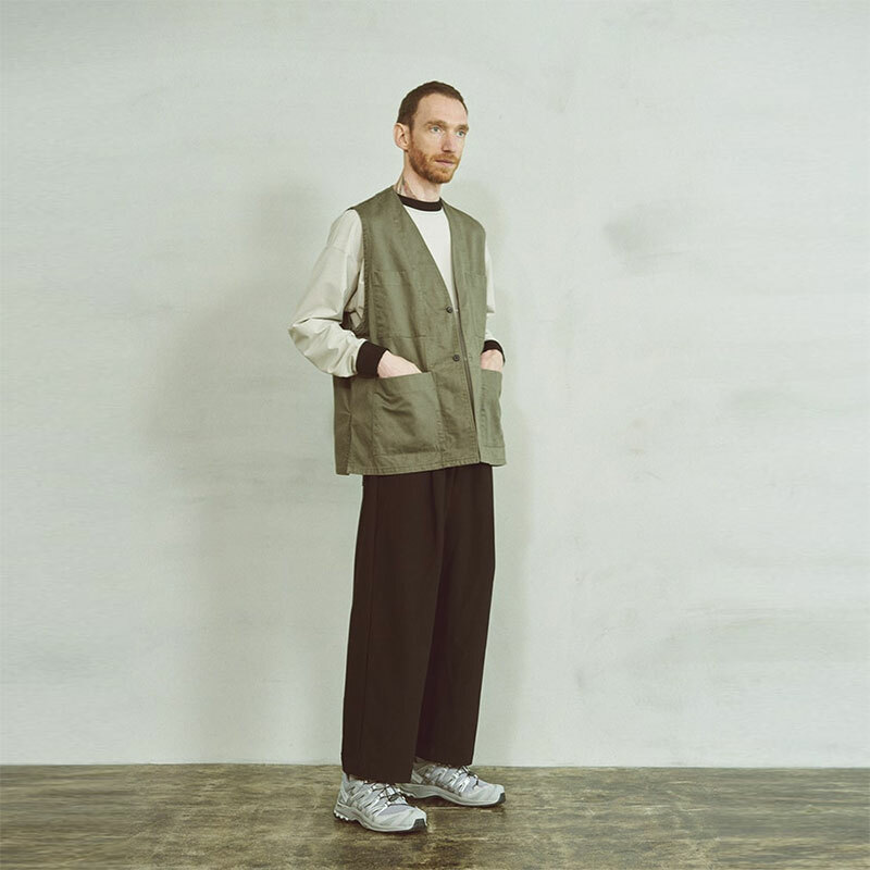 MANUAL ALPHABET 　O/D TYP FATIGUE VEST Manual Alphabet Twill Fatigue Vest Army Brown