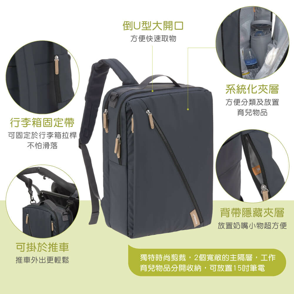 德國媽媽包No.1品牌，LASSIG讓媽媽包不只是媽媽包，兼商務、時尚與功能性，大開口大容量多隔層，可放置15吋筆電，育兒工作筆電兩用包，網紅媽咪推薦
