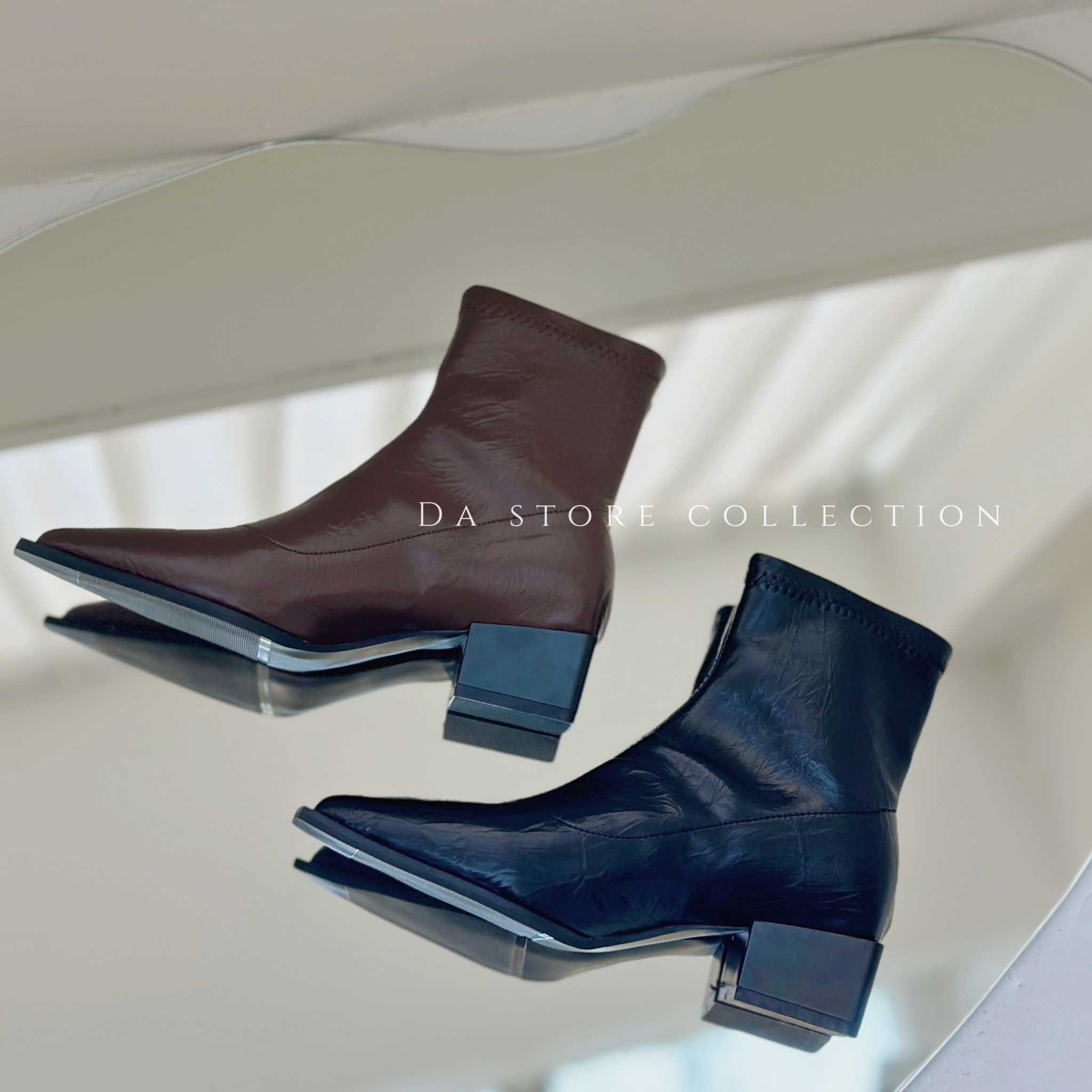 摩登時髦尖頭短靴/二色