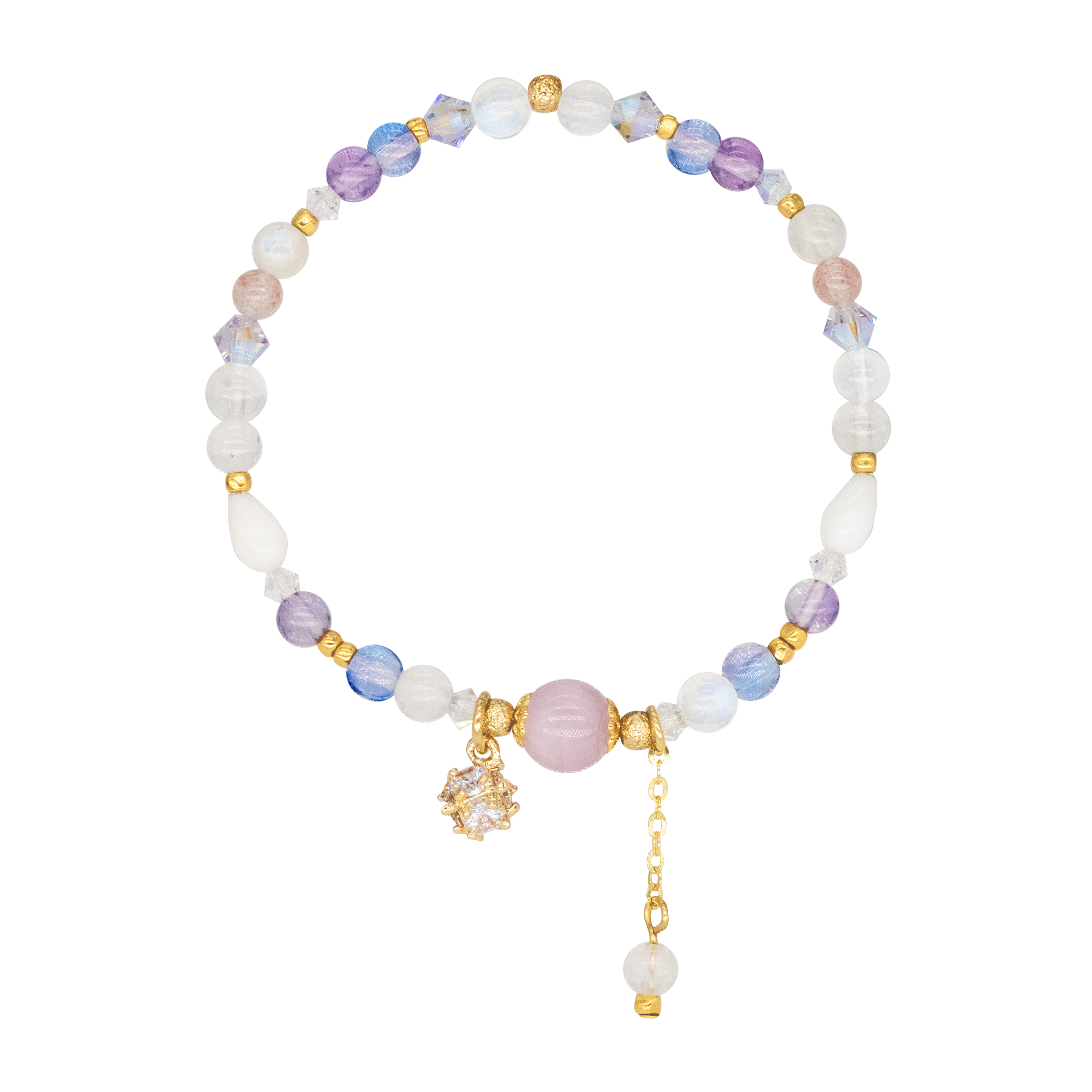 Glanced Moon Moonstone Purple Quartz Bracelet