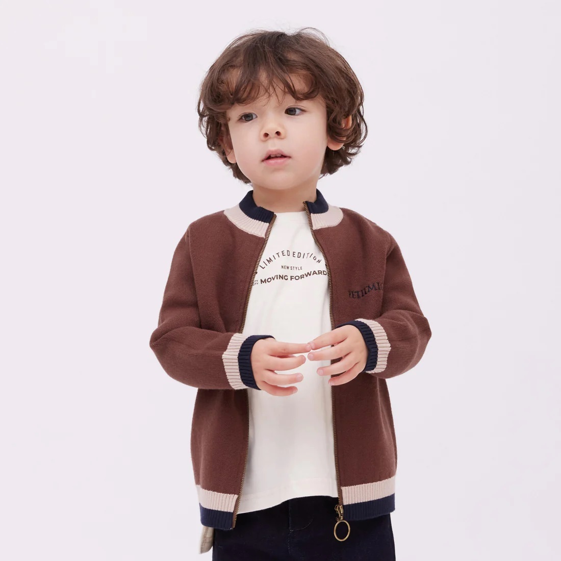 日本Petitmig 雙滾邊復古外套 - Brown