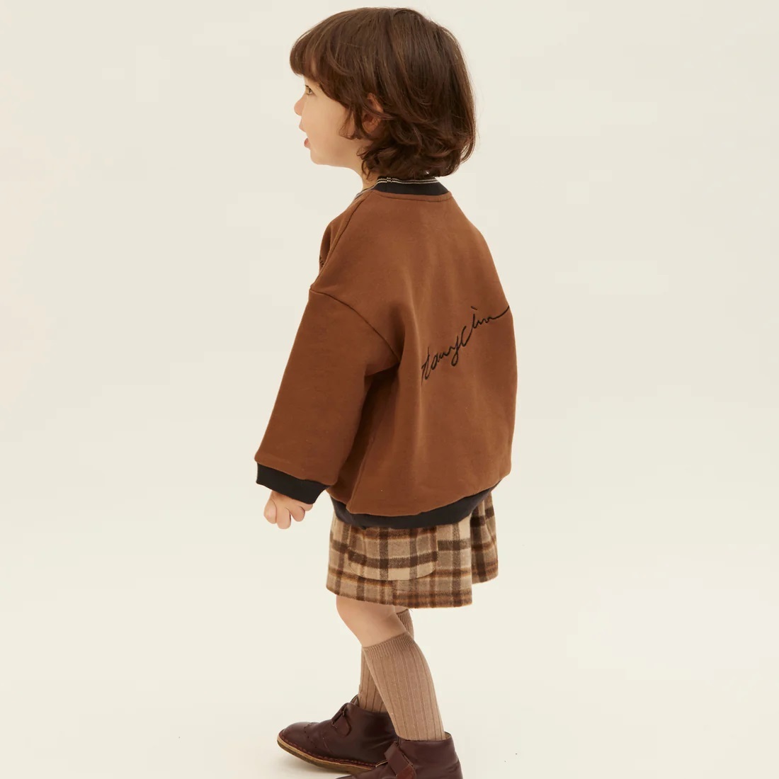 日本Petitmig 羊毛復古保暖短褲 - Brown