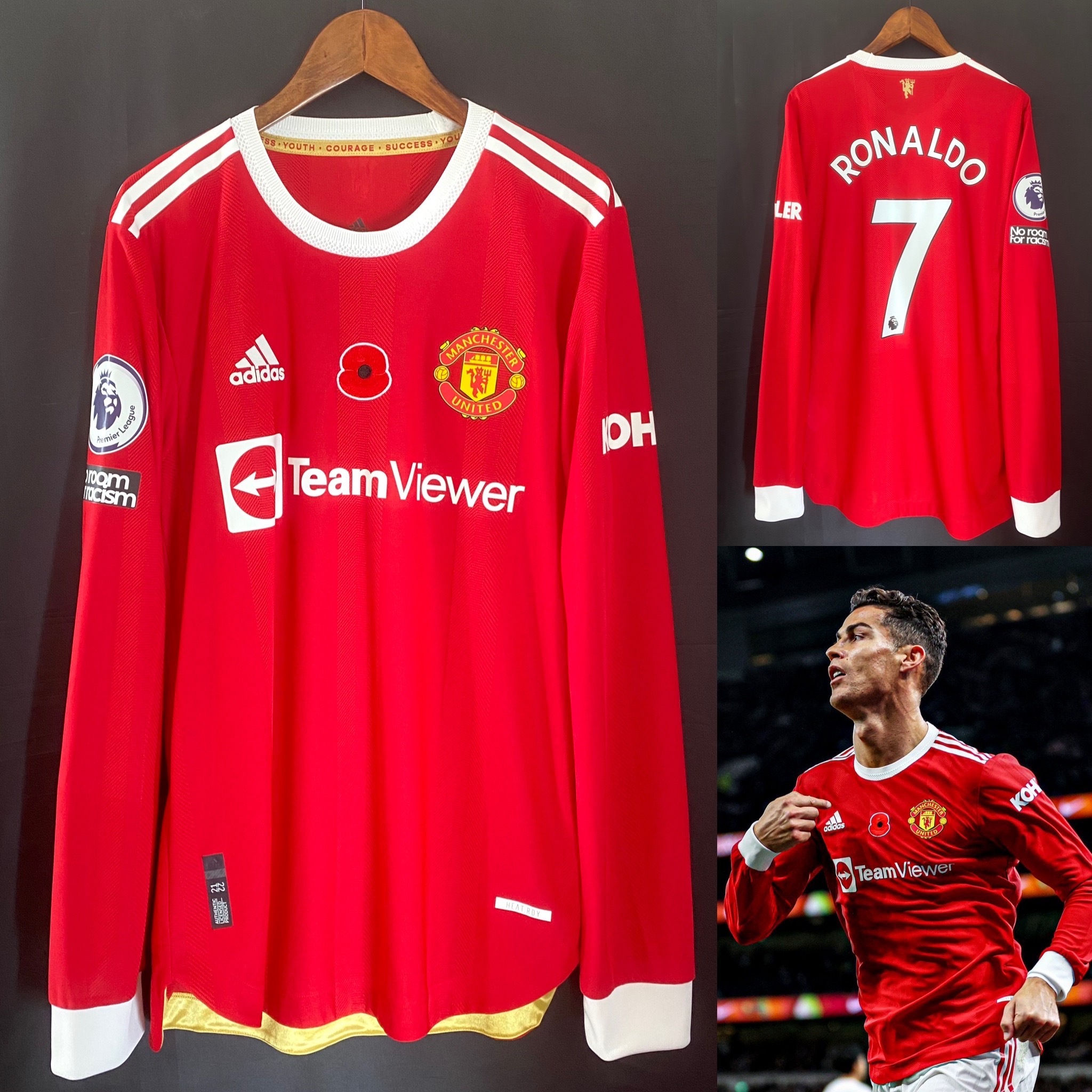 (球員版) 曼聯 2021-2022 Poppy Adidas 主場長䄂球員版球衣 #7 RONALDO