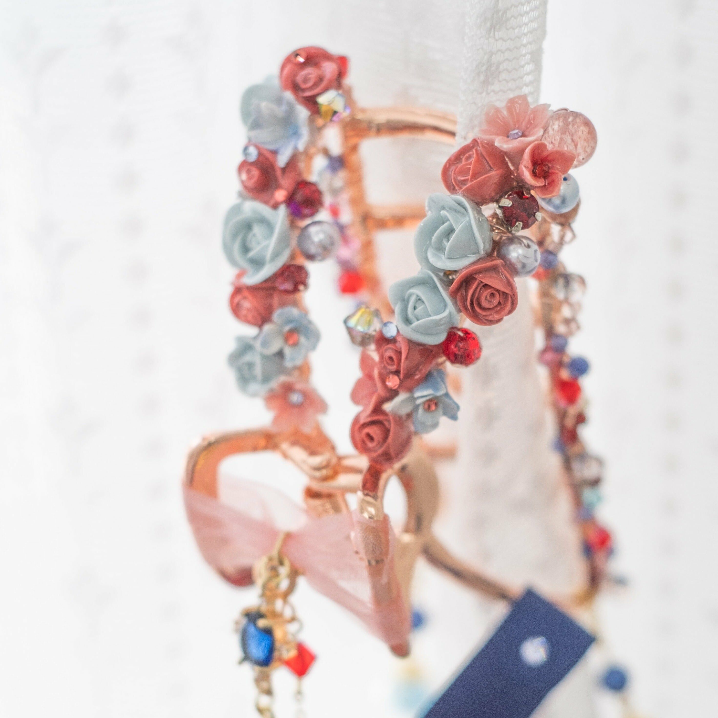 Red Rose Navy Lace Ribbon Claw Clip