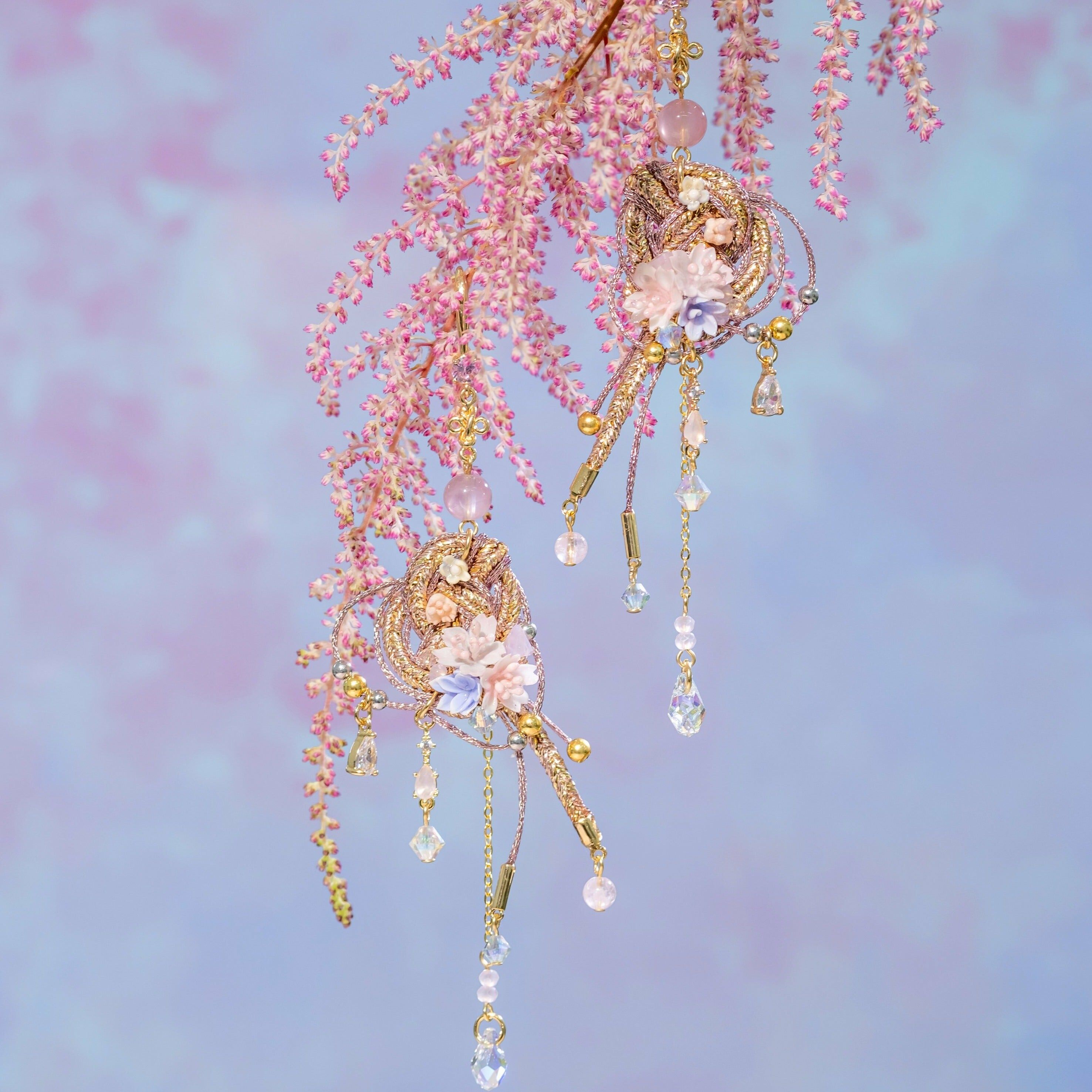 Mizuhiki Japanese Knot Floral 14K Gold-plated Earrings