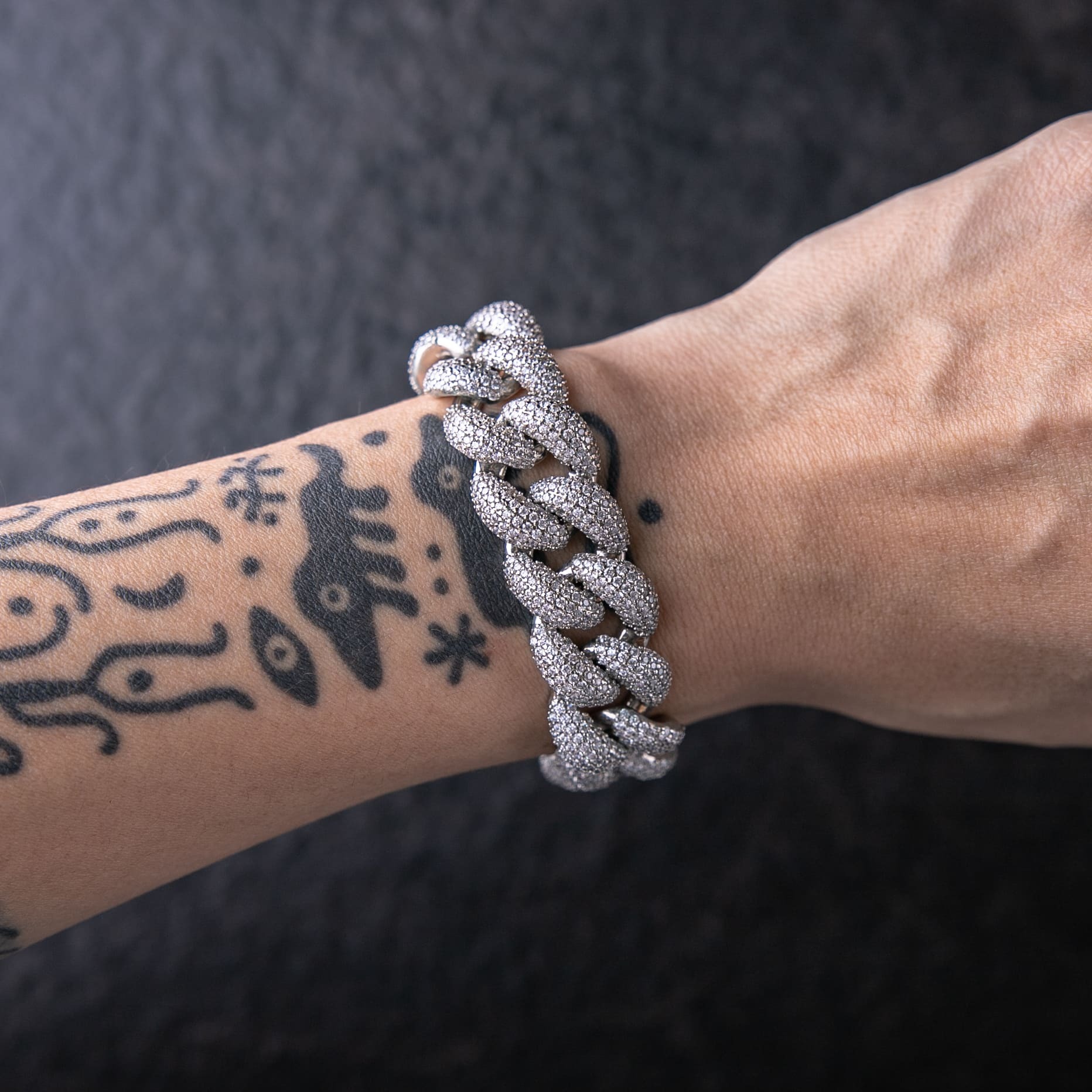 18mm滿鑲五排鑽泡泡古巴手鍊