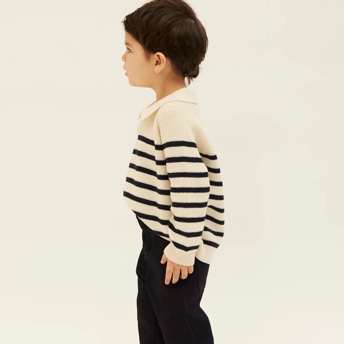 日本Petitmig 純棉時尚條紋上衣 - Navy