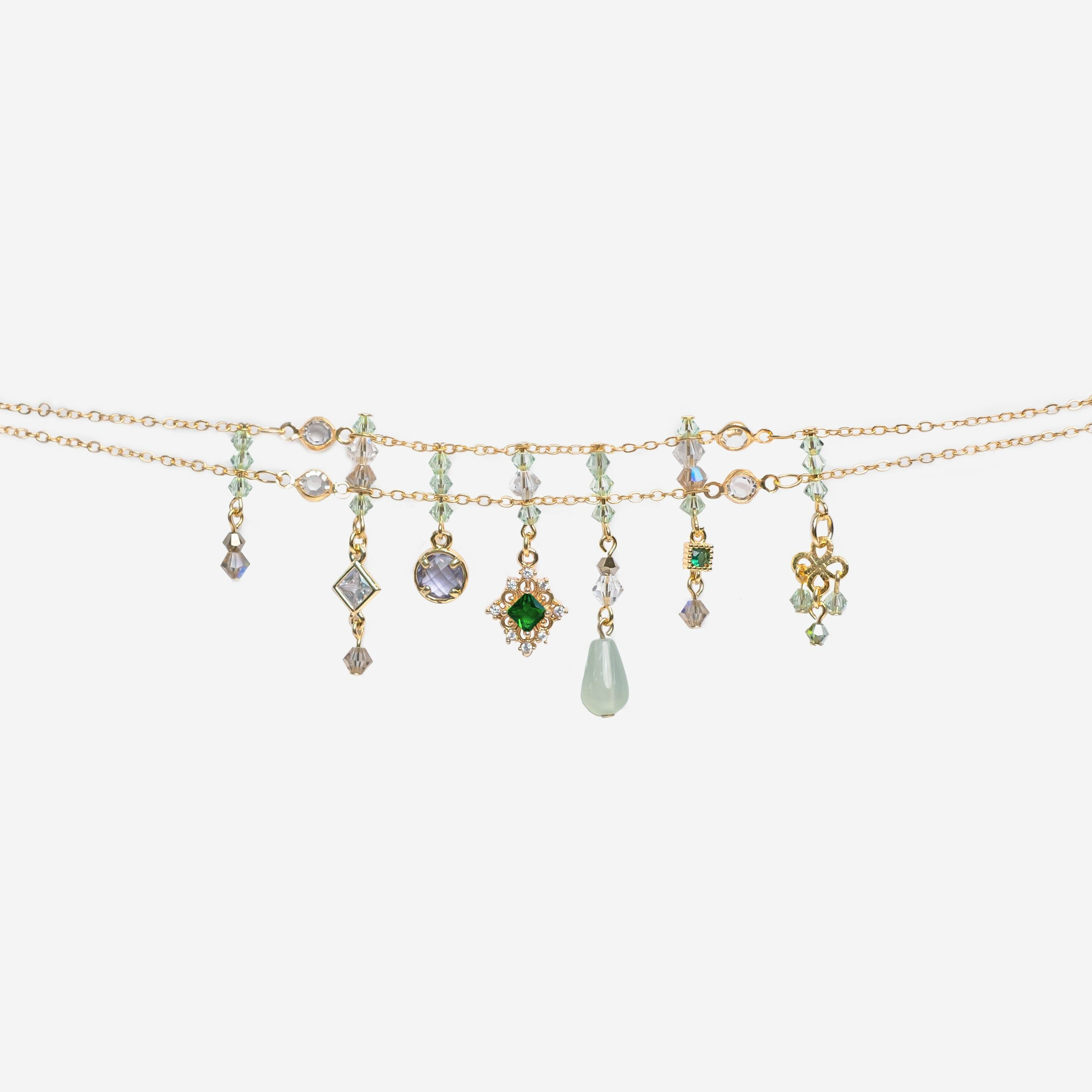 Glasshouse Waterfall Gemstone Gold-plated S925 Anklet