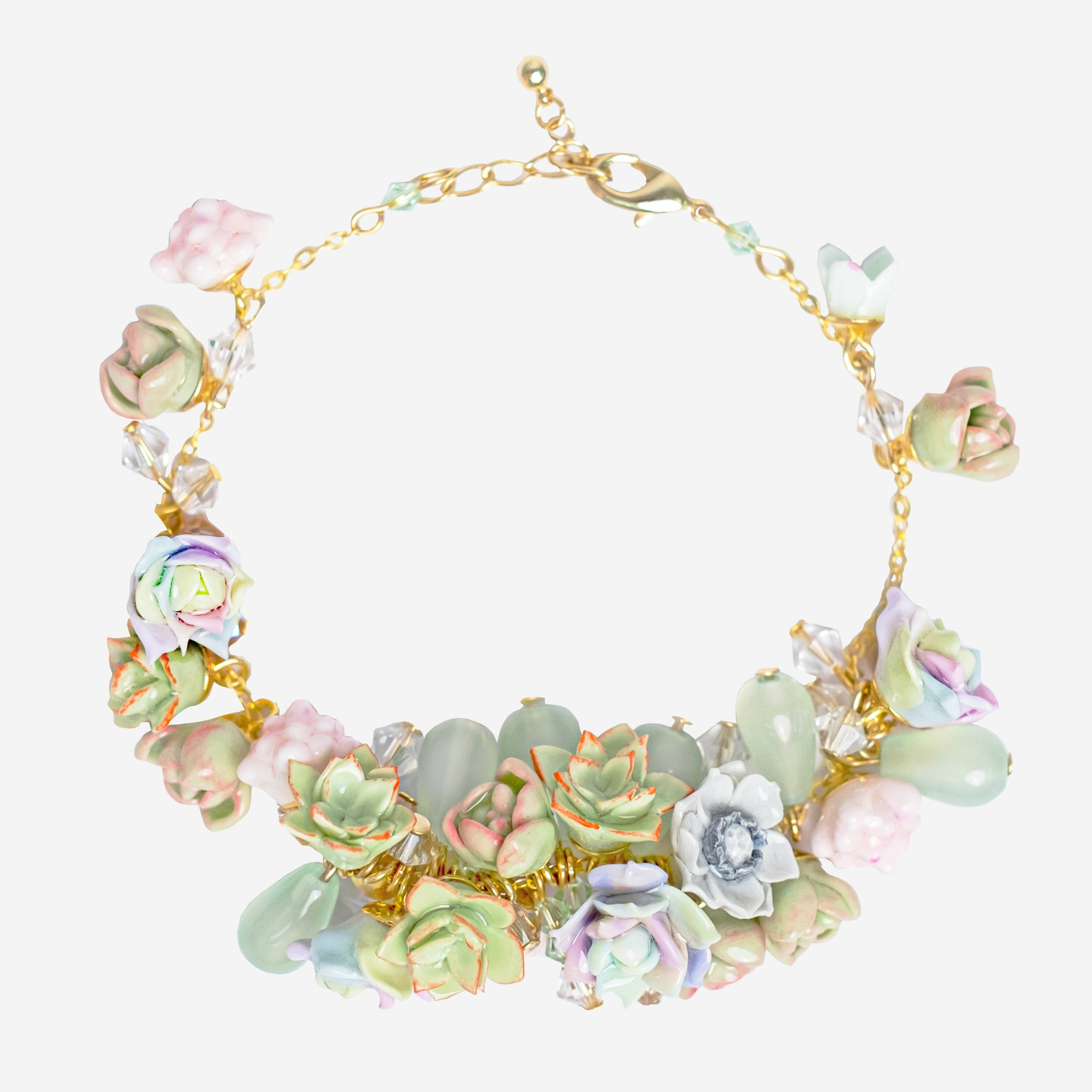 Hazy Days of Summer Chunky Succulent Charm Bracelet