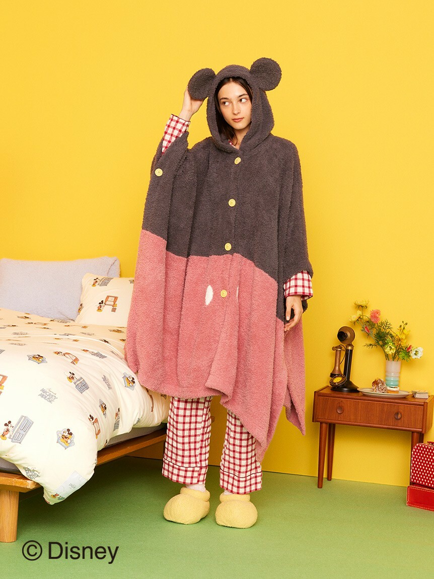 (現貨) 日本代購 ❘ GELATO PIQUE x Disney 米奇 Mickey 連帽 披肩 斗篷 造型 毛毯 毯子+ 腳丫造型 室內拖鞋