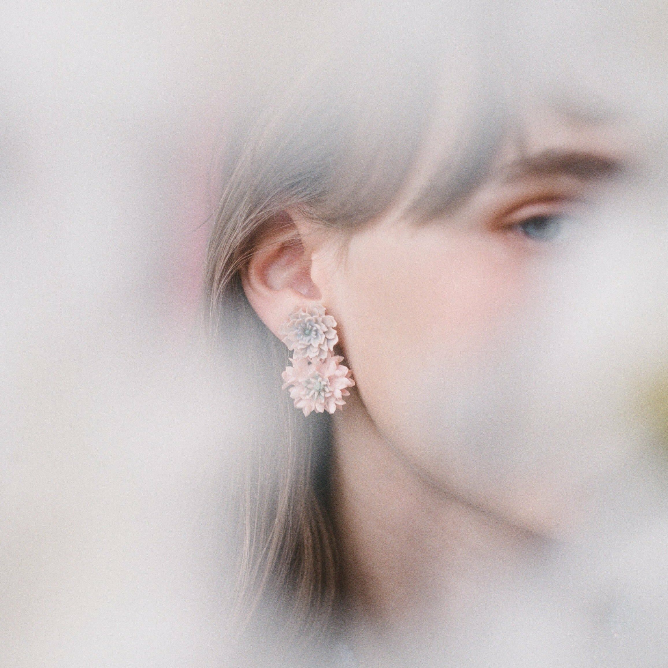 Matt Cornflower and Peony S925 Earrings