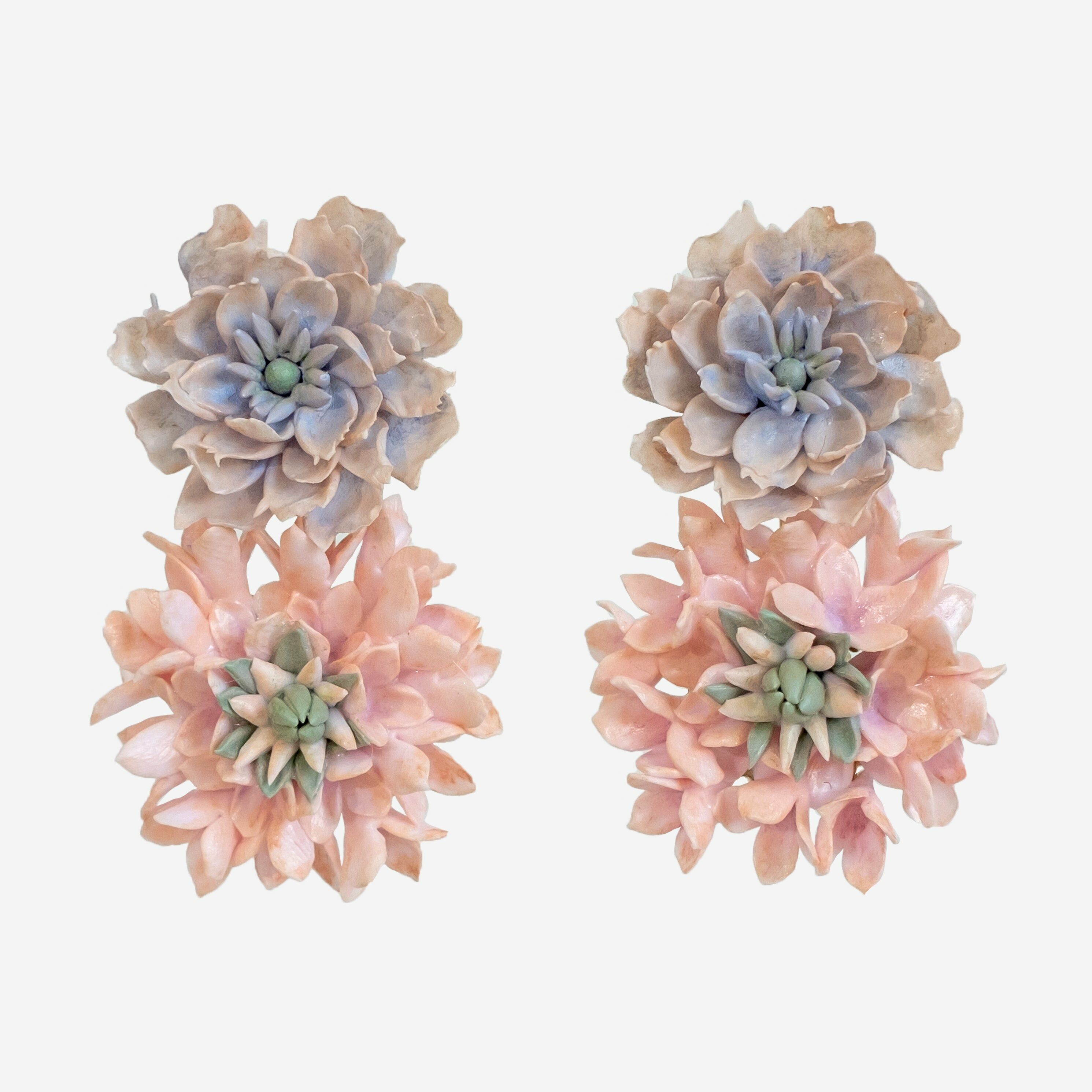 Matt Cornflower and Peony S925 Earrings